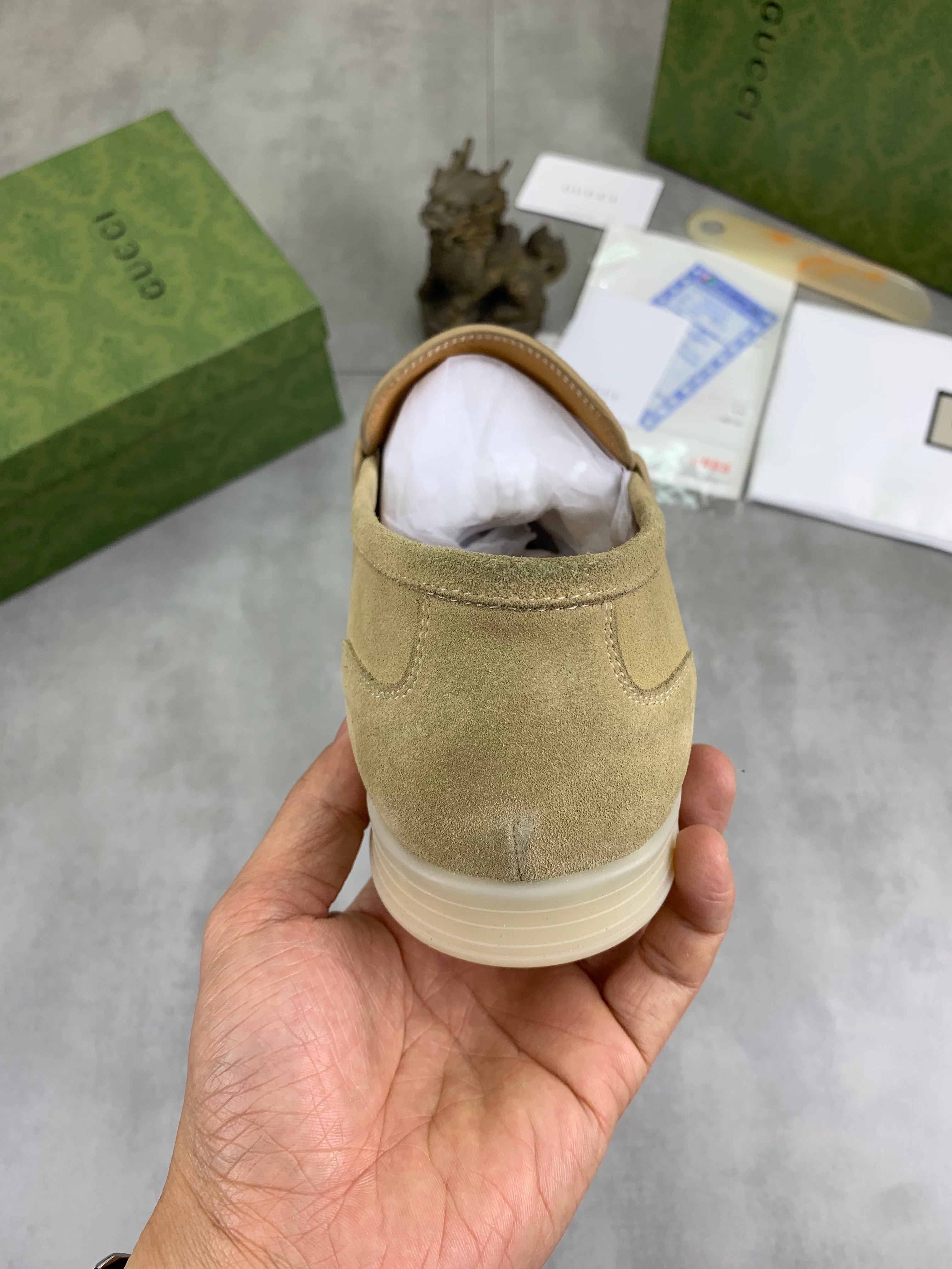 GG Men's Horsebit Loafer Beige Suede 524779