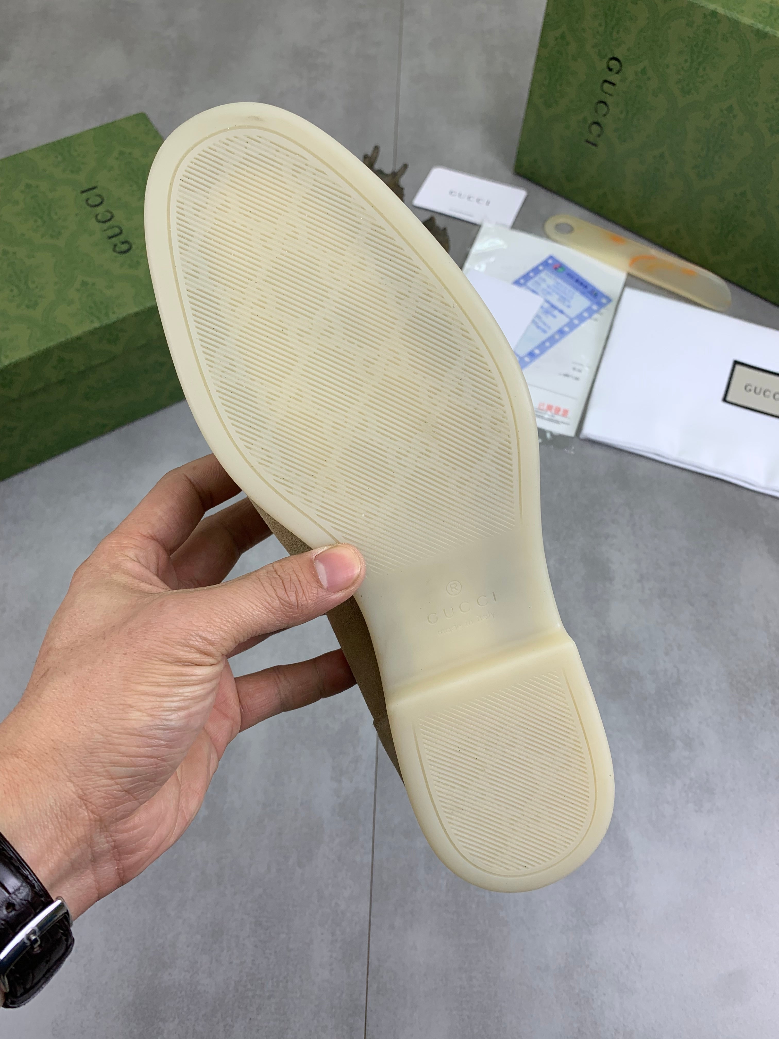 GG Men's Horsebit Loafer Beige Suede 524779