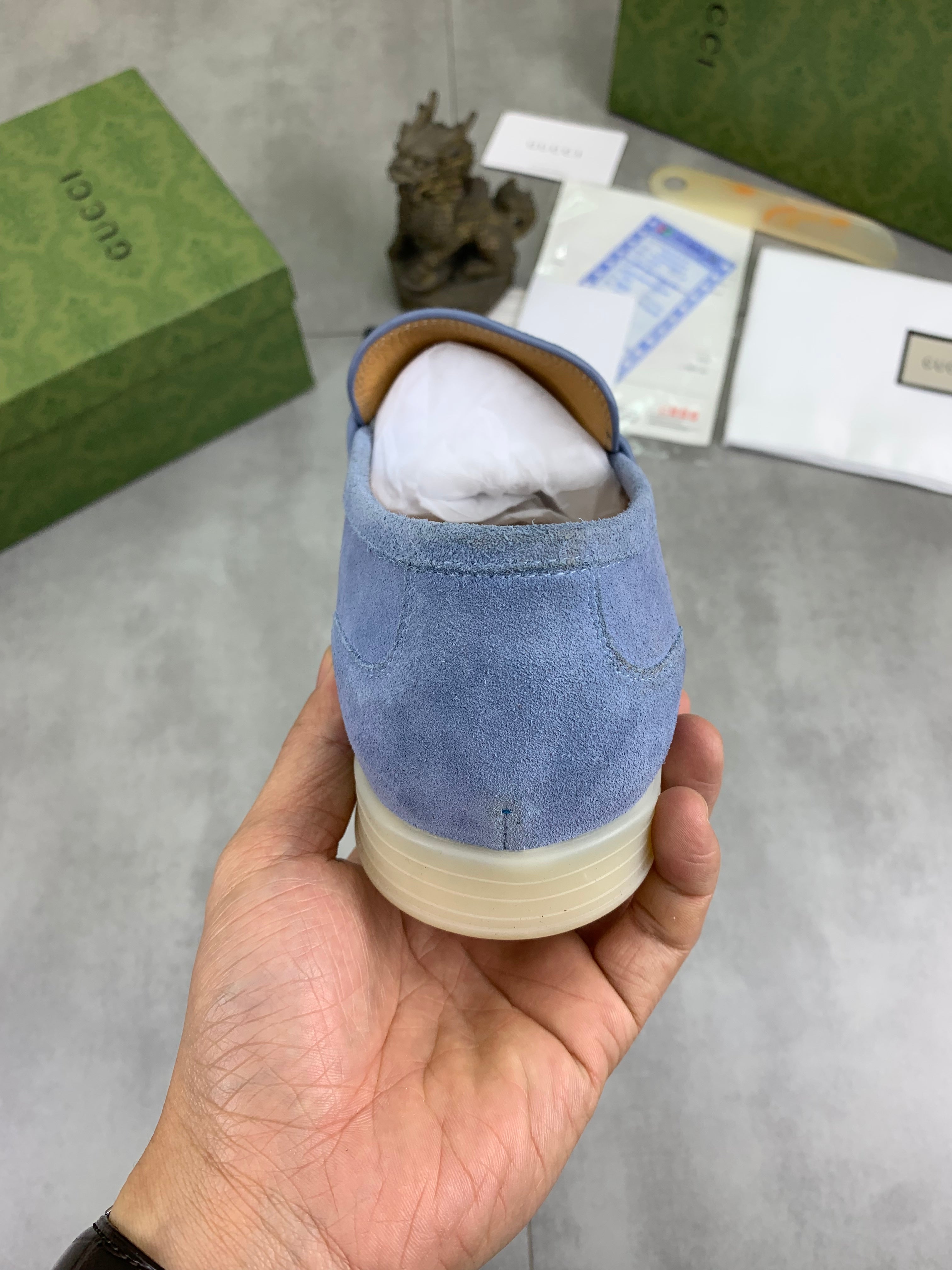 GG Men's Horsebit Loafer Blue Suede 524780