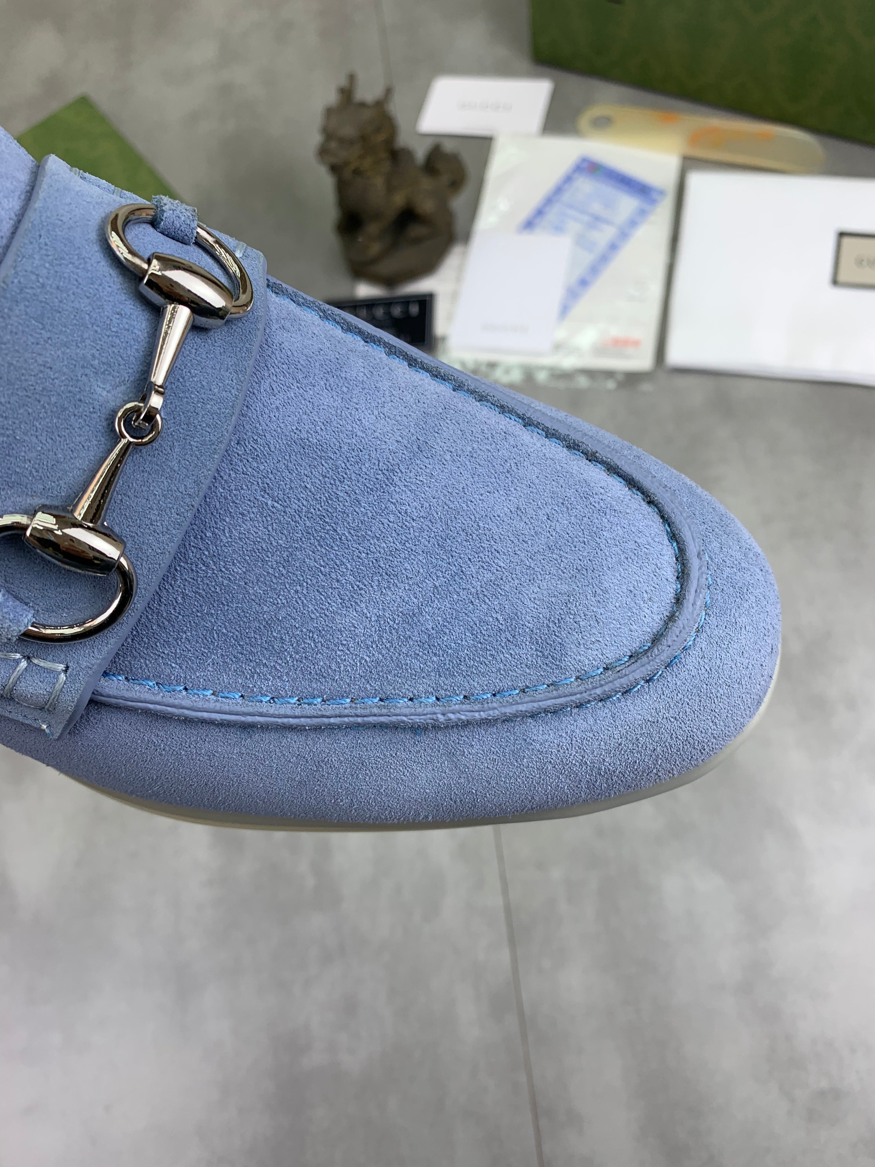 GG Men's Horsebit Loafer Blue Suede 524780