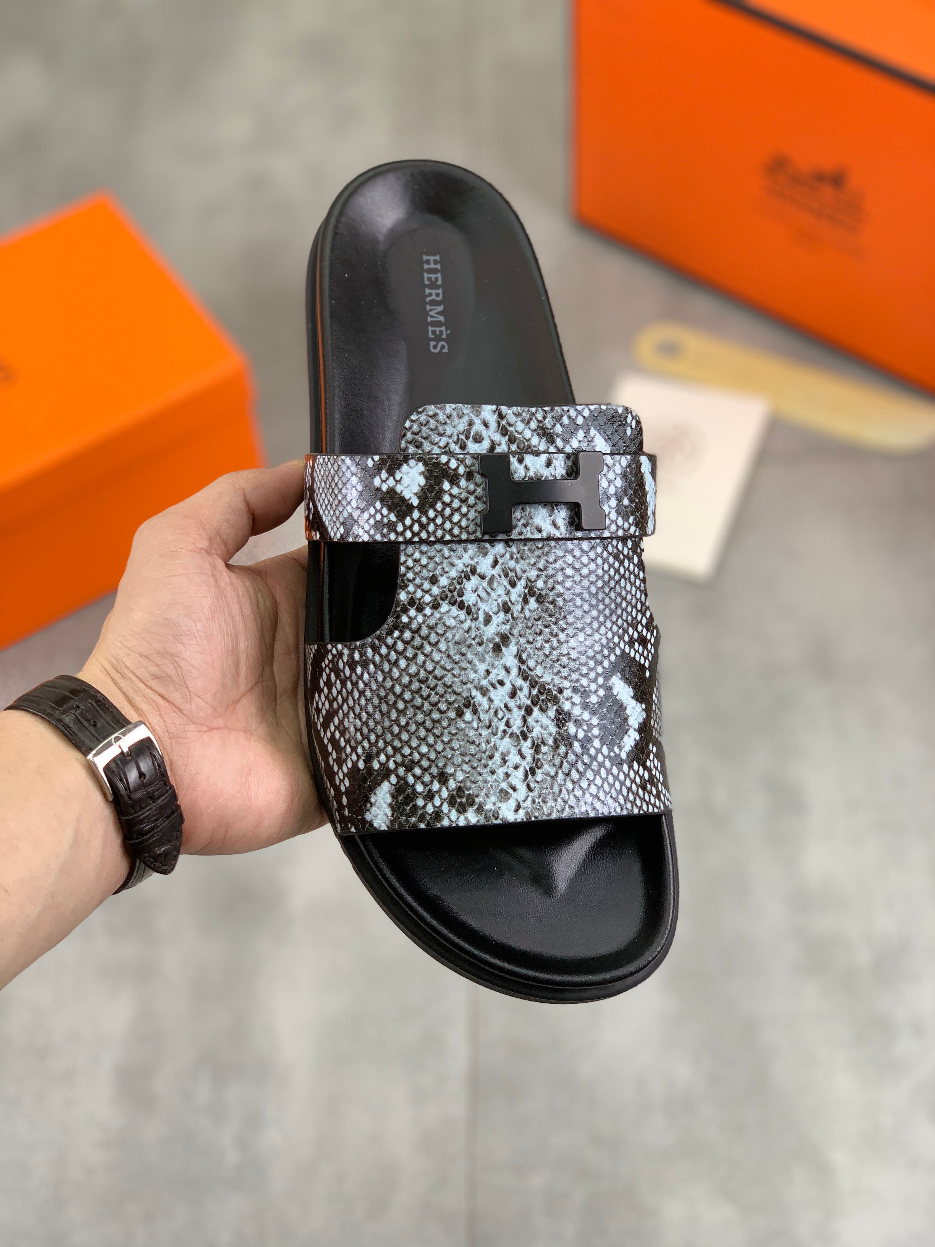 HM Men's Slide Black Cowhide 616260