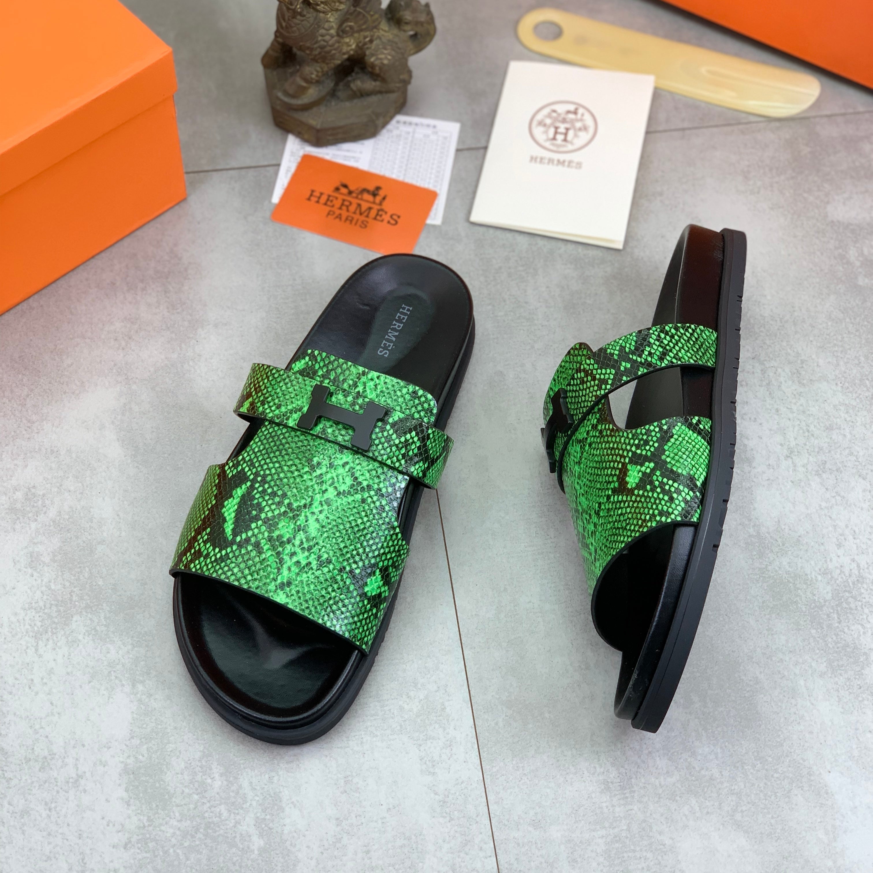 HM Men's Slide Green Cowhide 616258