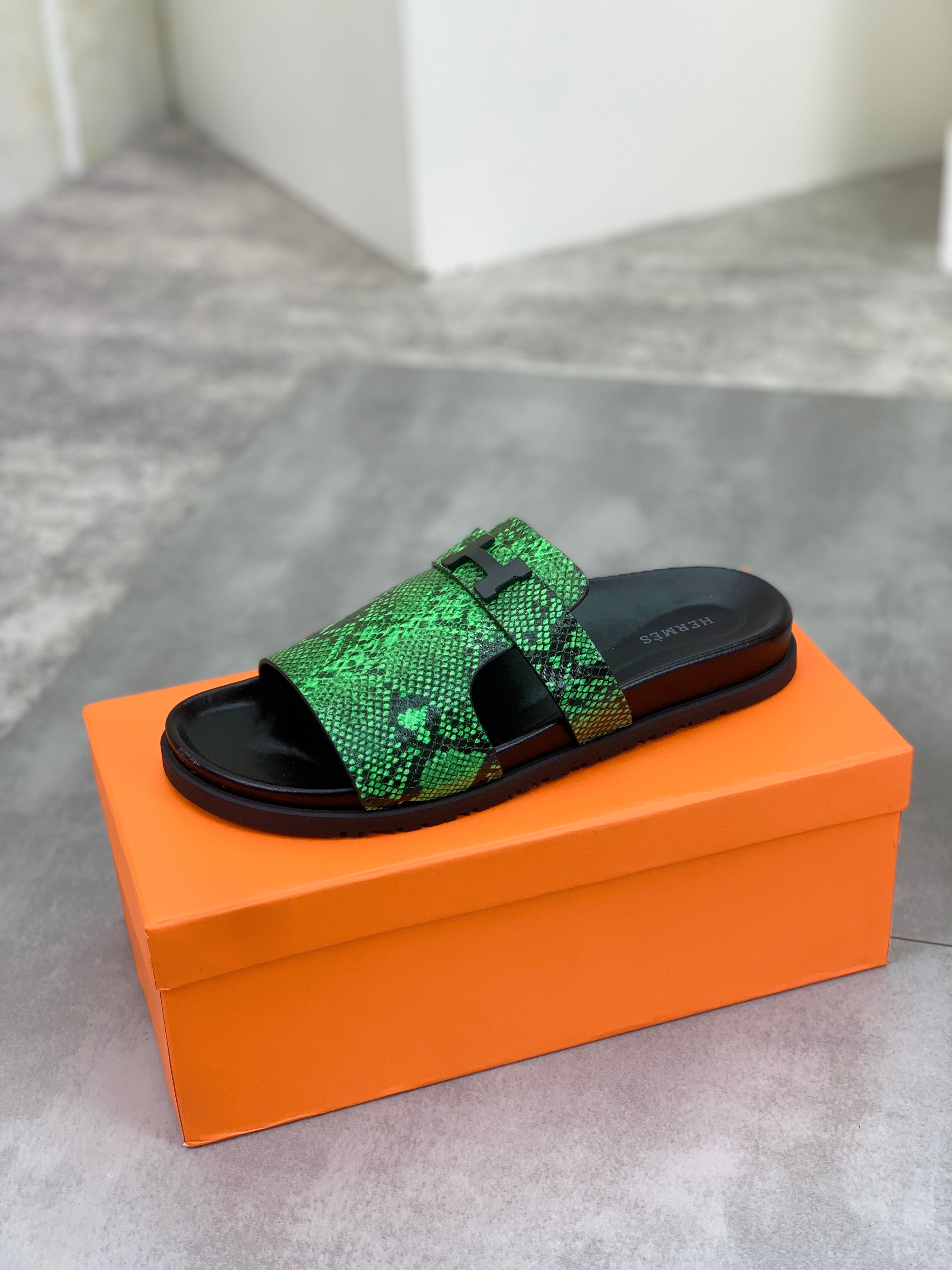 HM Men's Slide Green Cowhide 616258