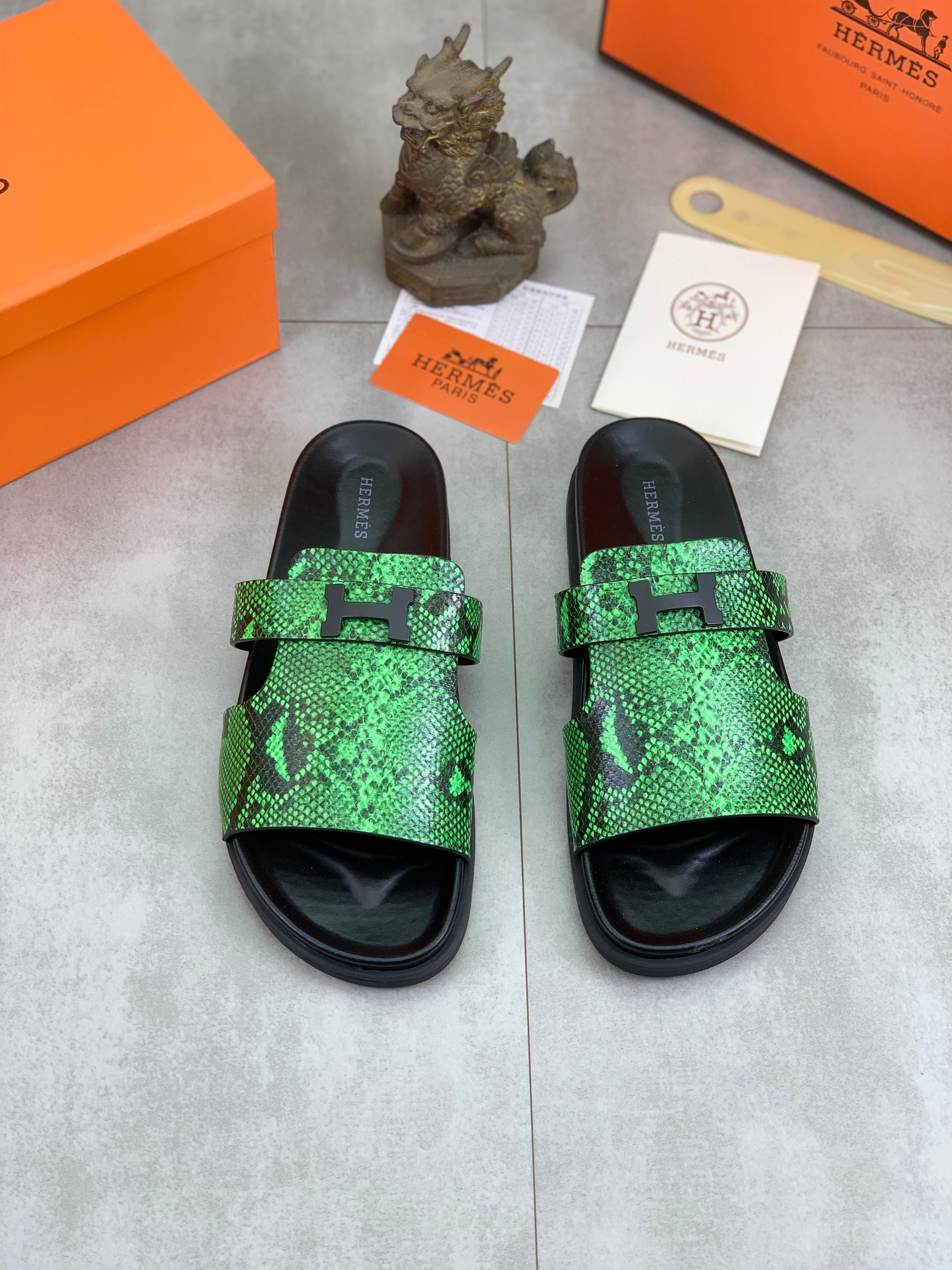 HM Men's Slide Green Cowhide 616258