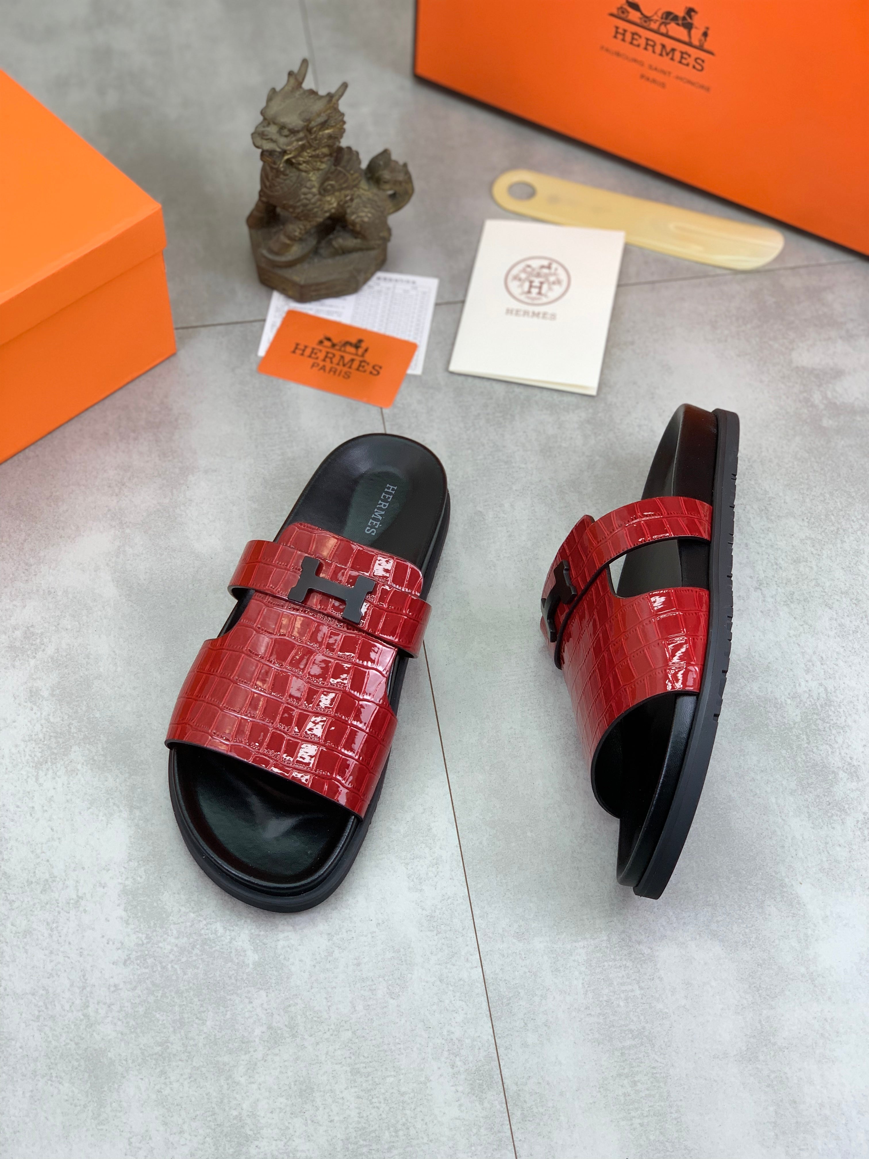 HM Men's Slide Red Cowhide 616270