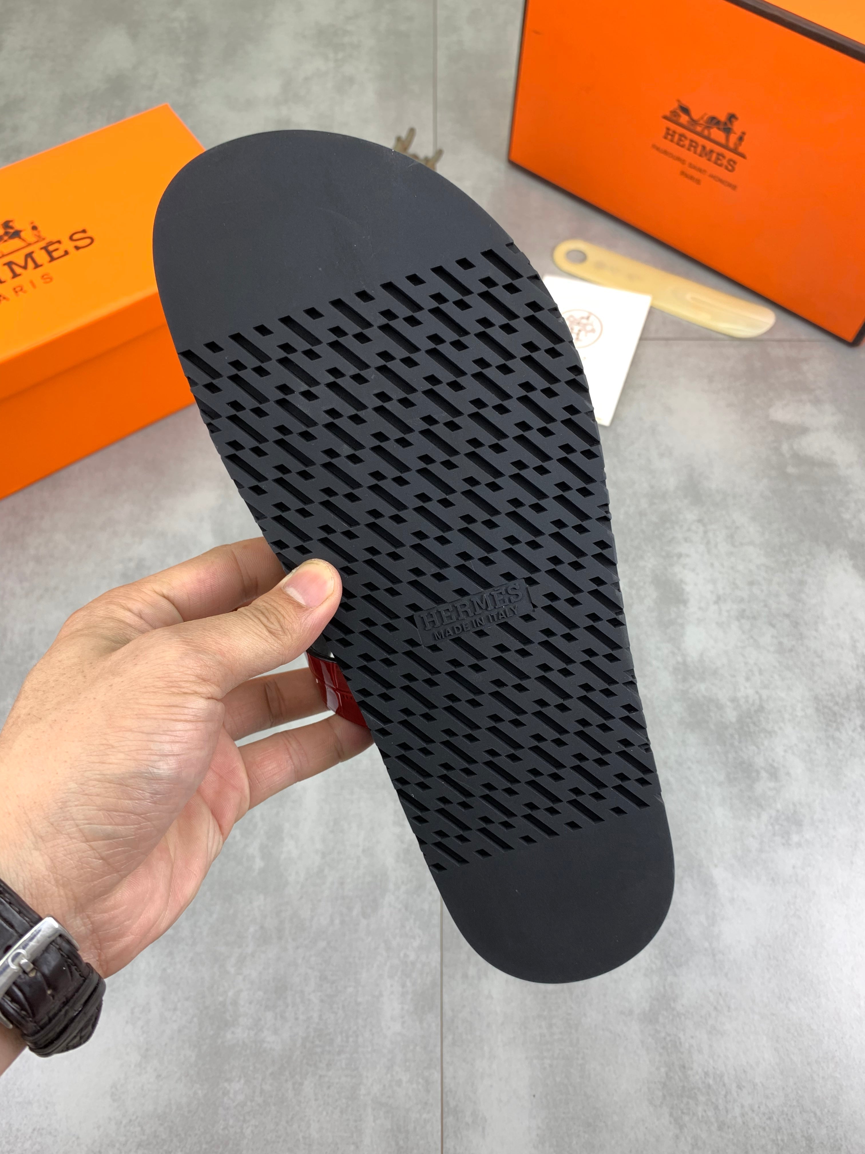 HM Men's Slide Red Cowhide 616270