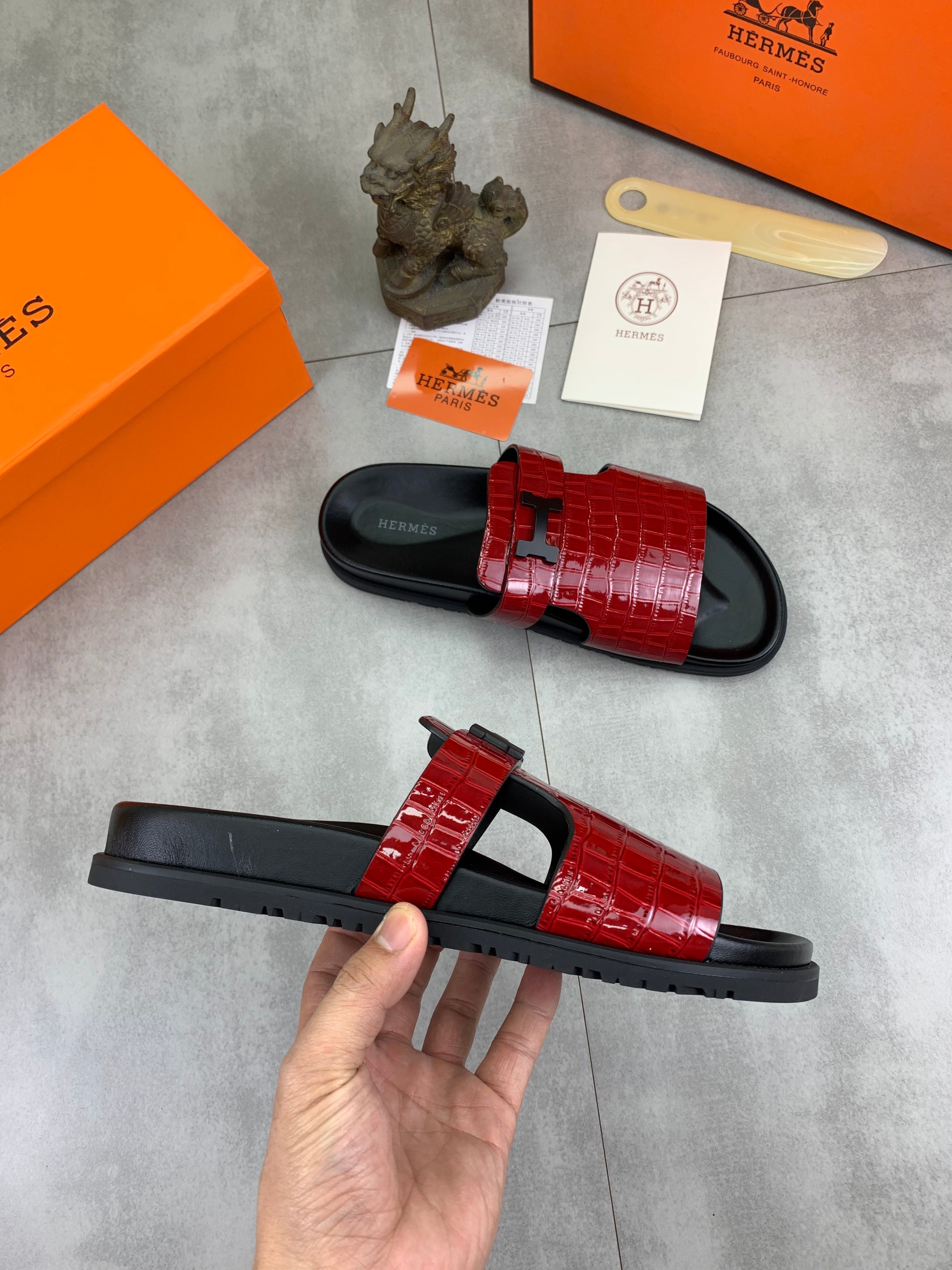 HM Men's Slide Red Cowhide 616270