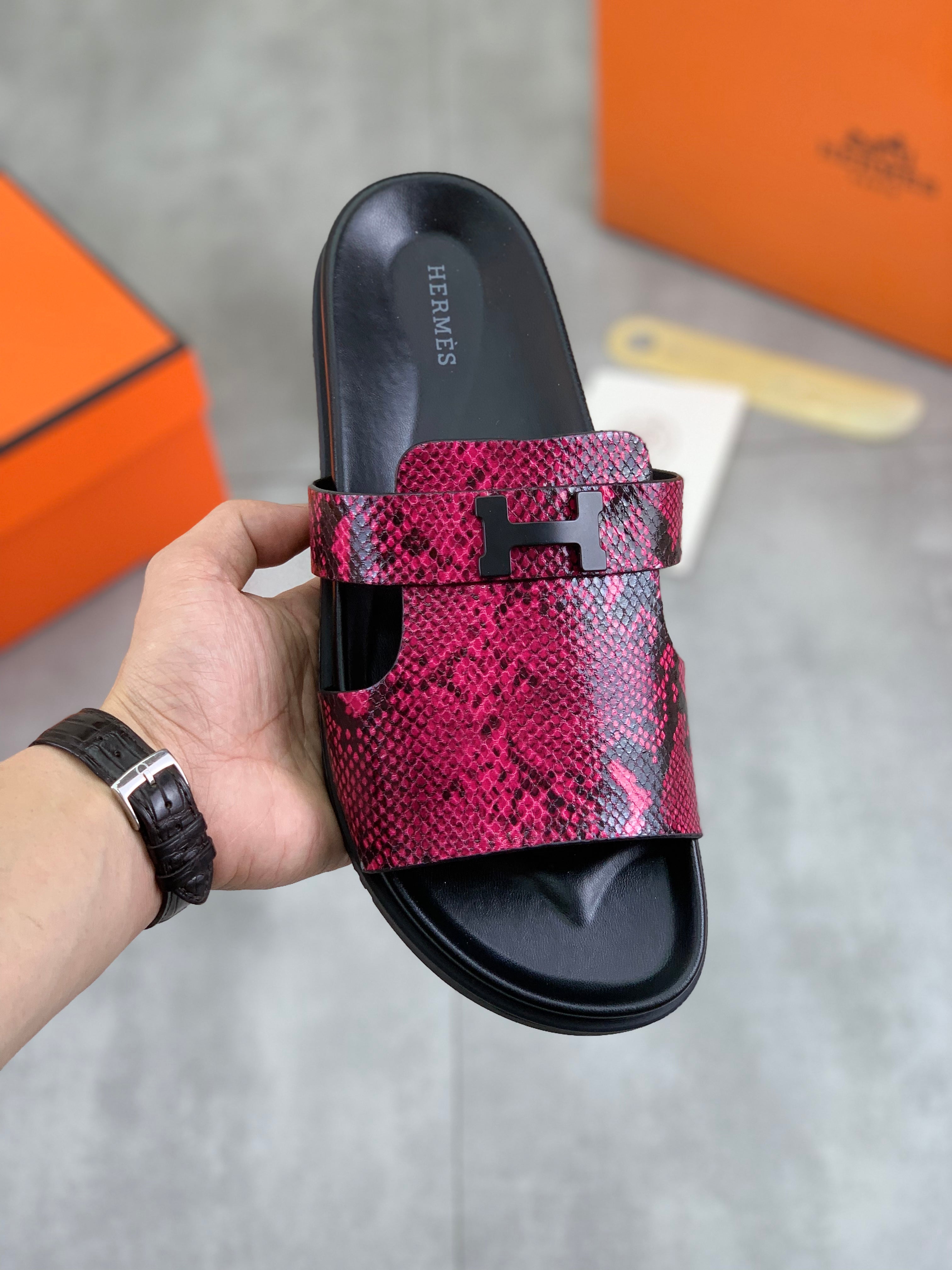 HM Men's Slide Pink Cowhide 616256