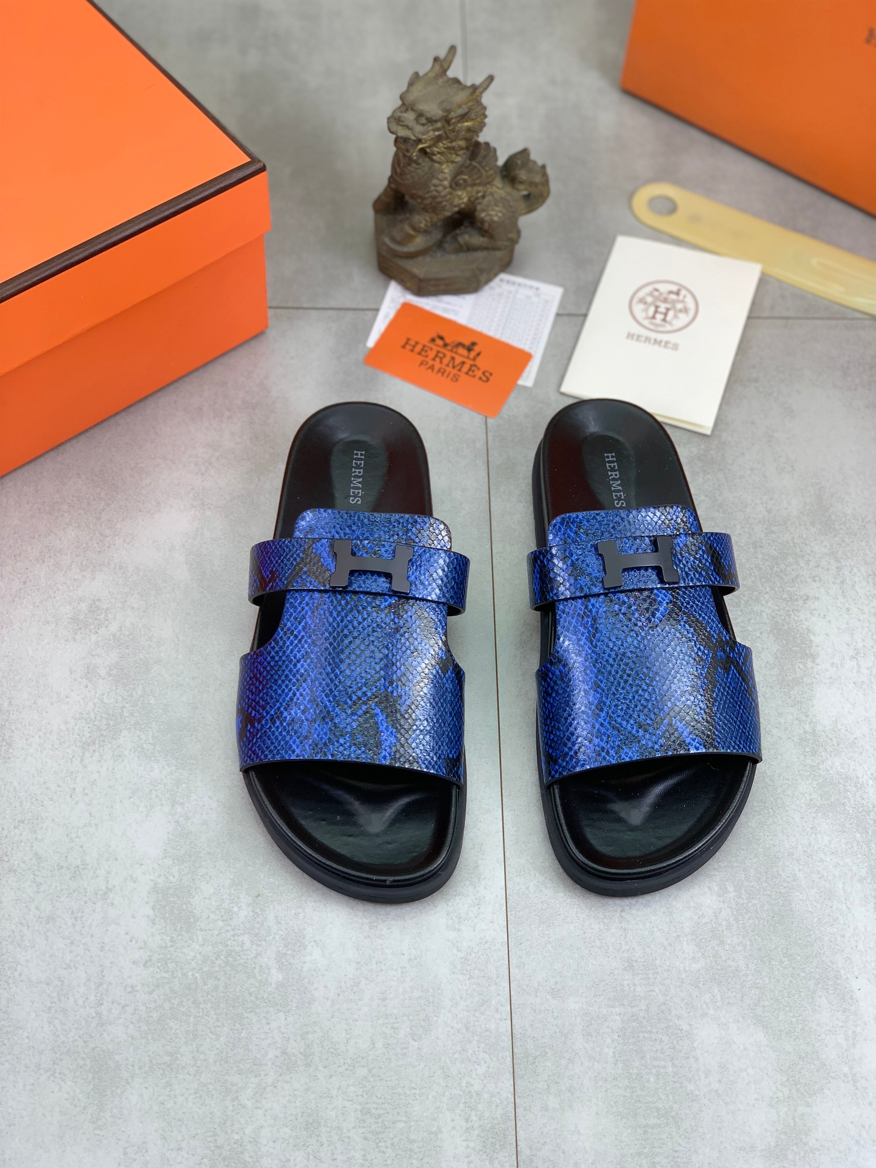 HM Men's Slide Blue Cowhide 616254