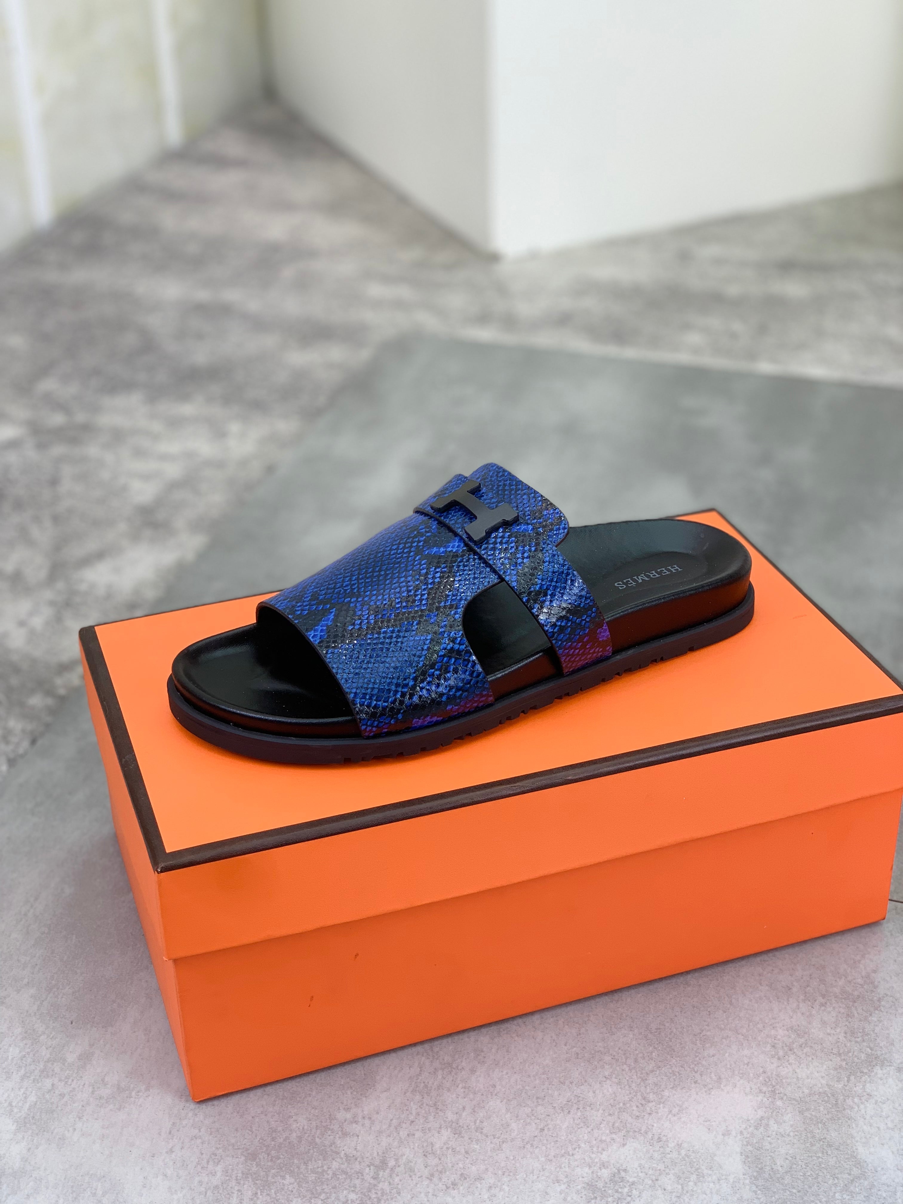 HM Men's Slide Blue Cowhide 616254