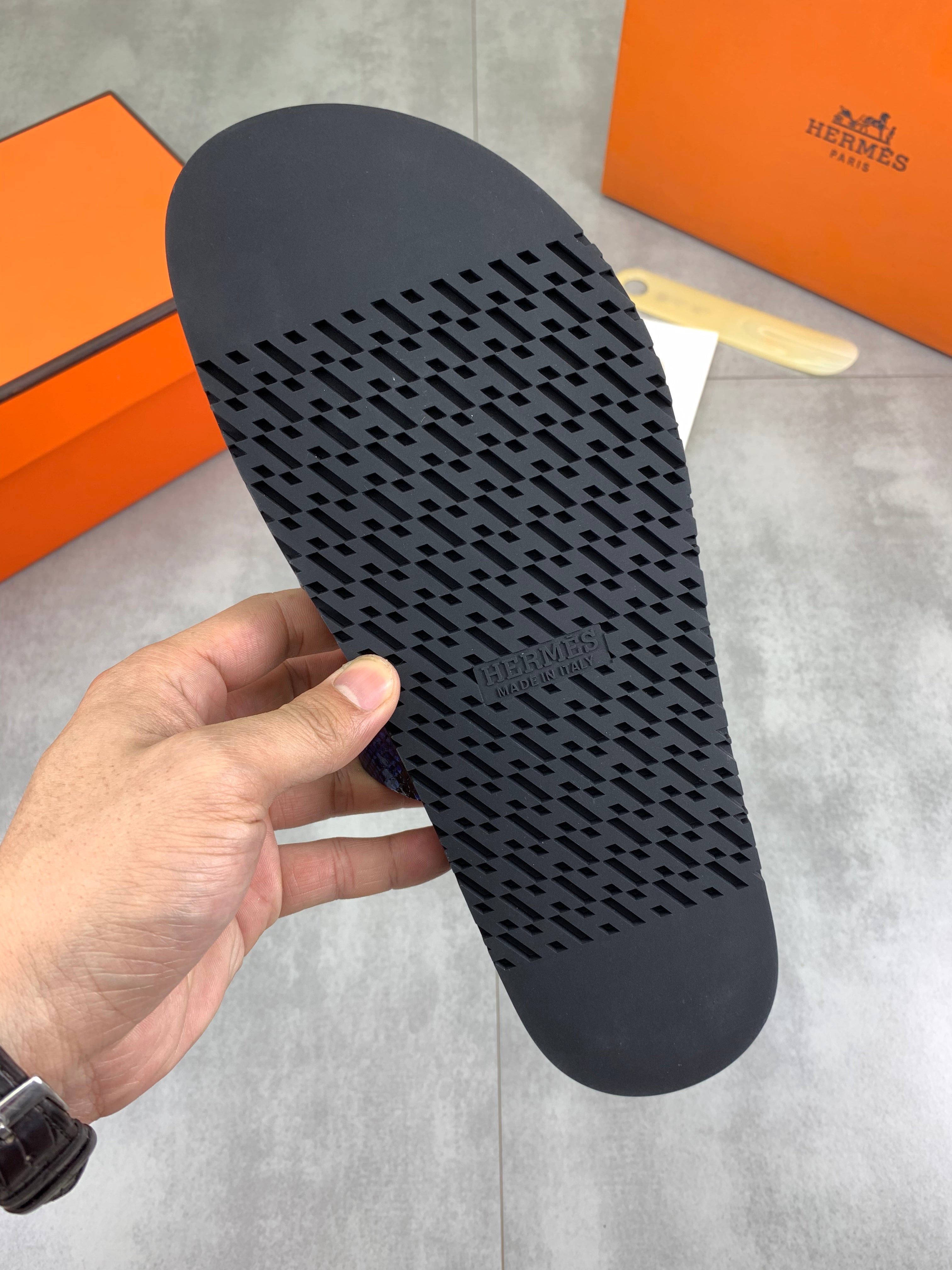 HM Men's Slide Blue Cowhide 616254