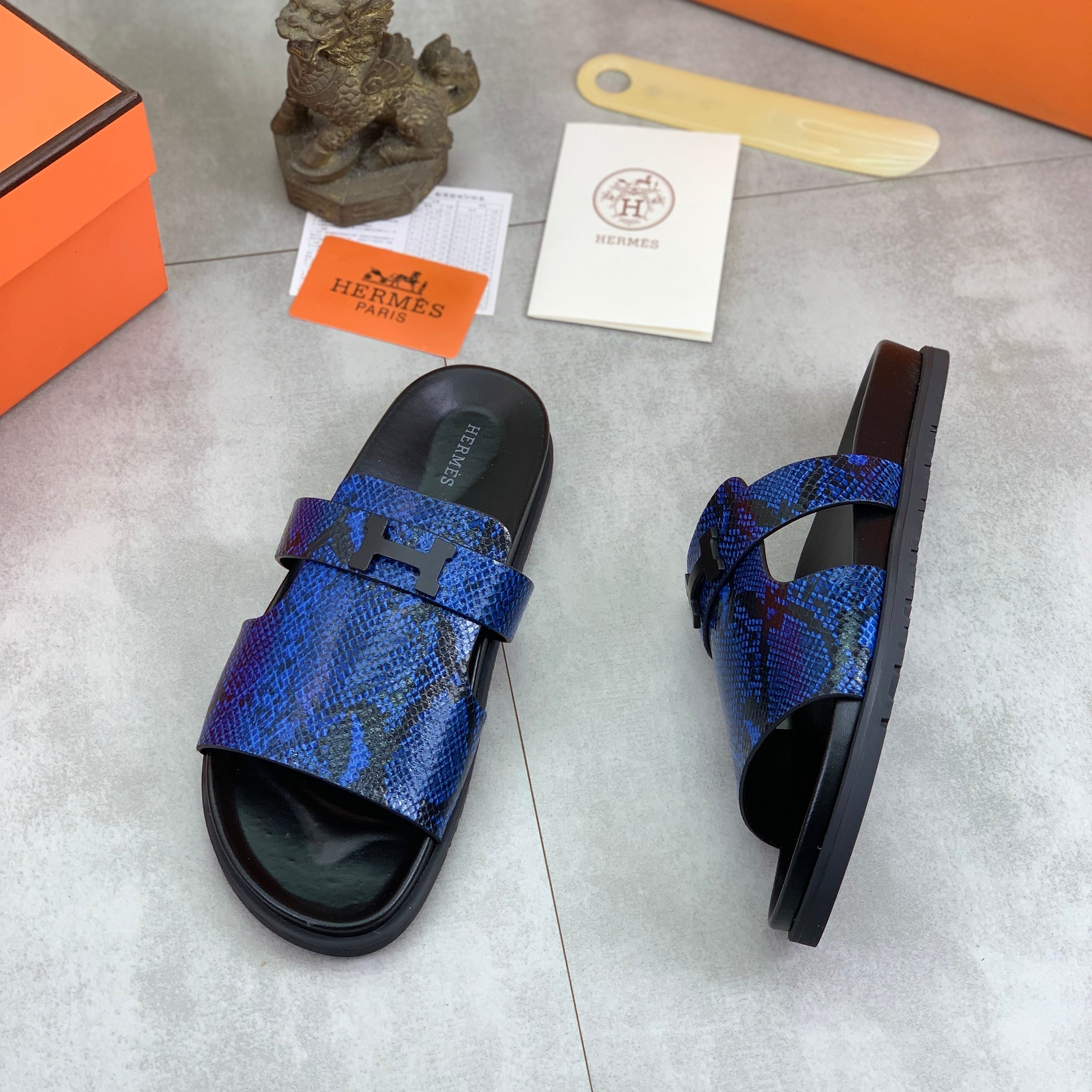 HM Men's Slide Blue Cowhide 616254