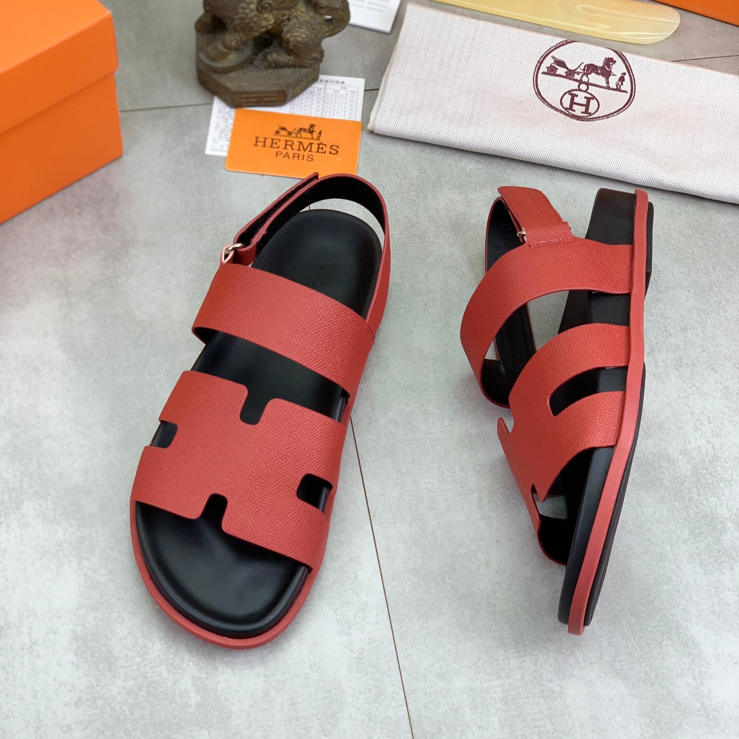 HM Men's Genius Sandals Red Calfskin 645501