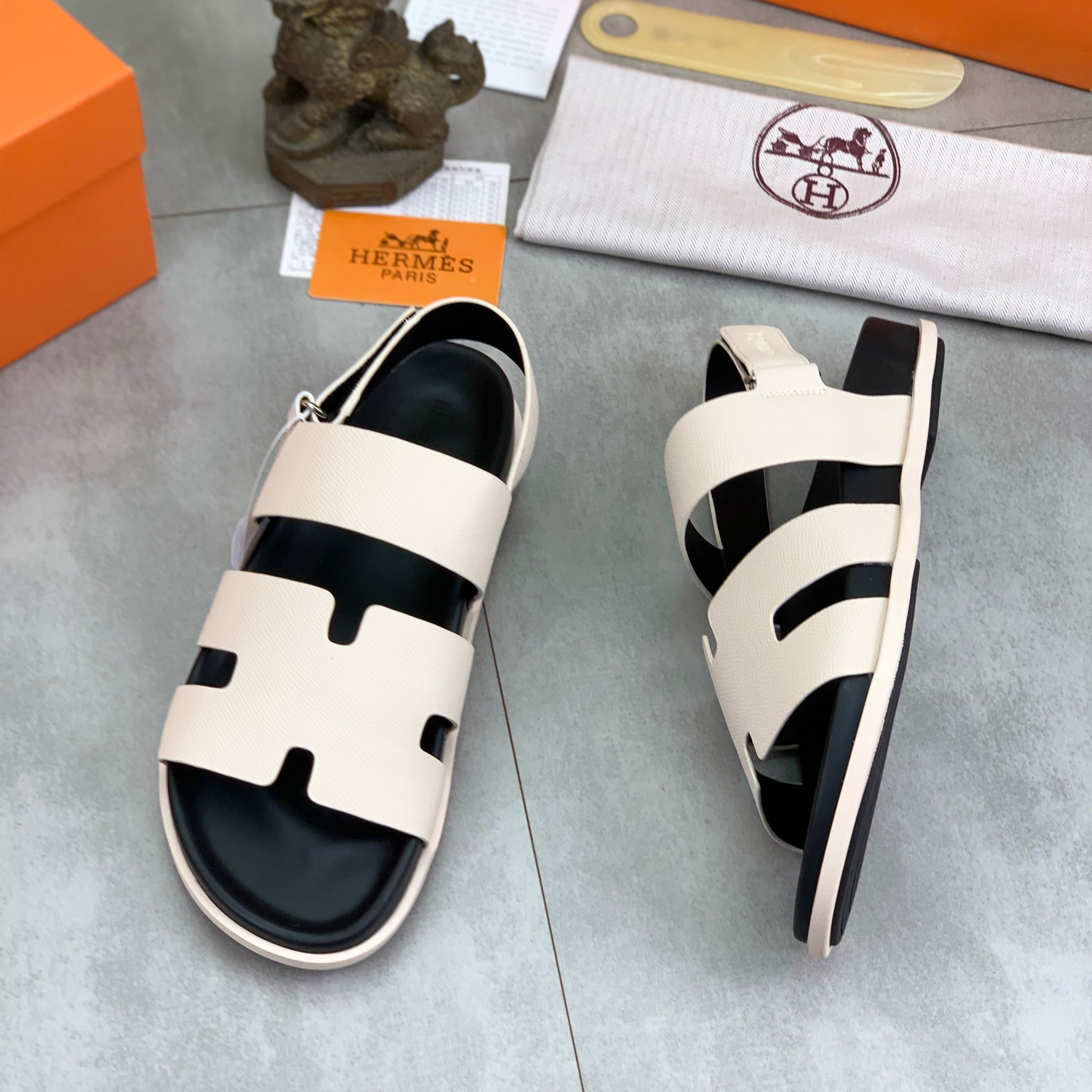 HM Men's Chypre Sandals White Calfskin 645506