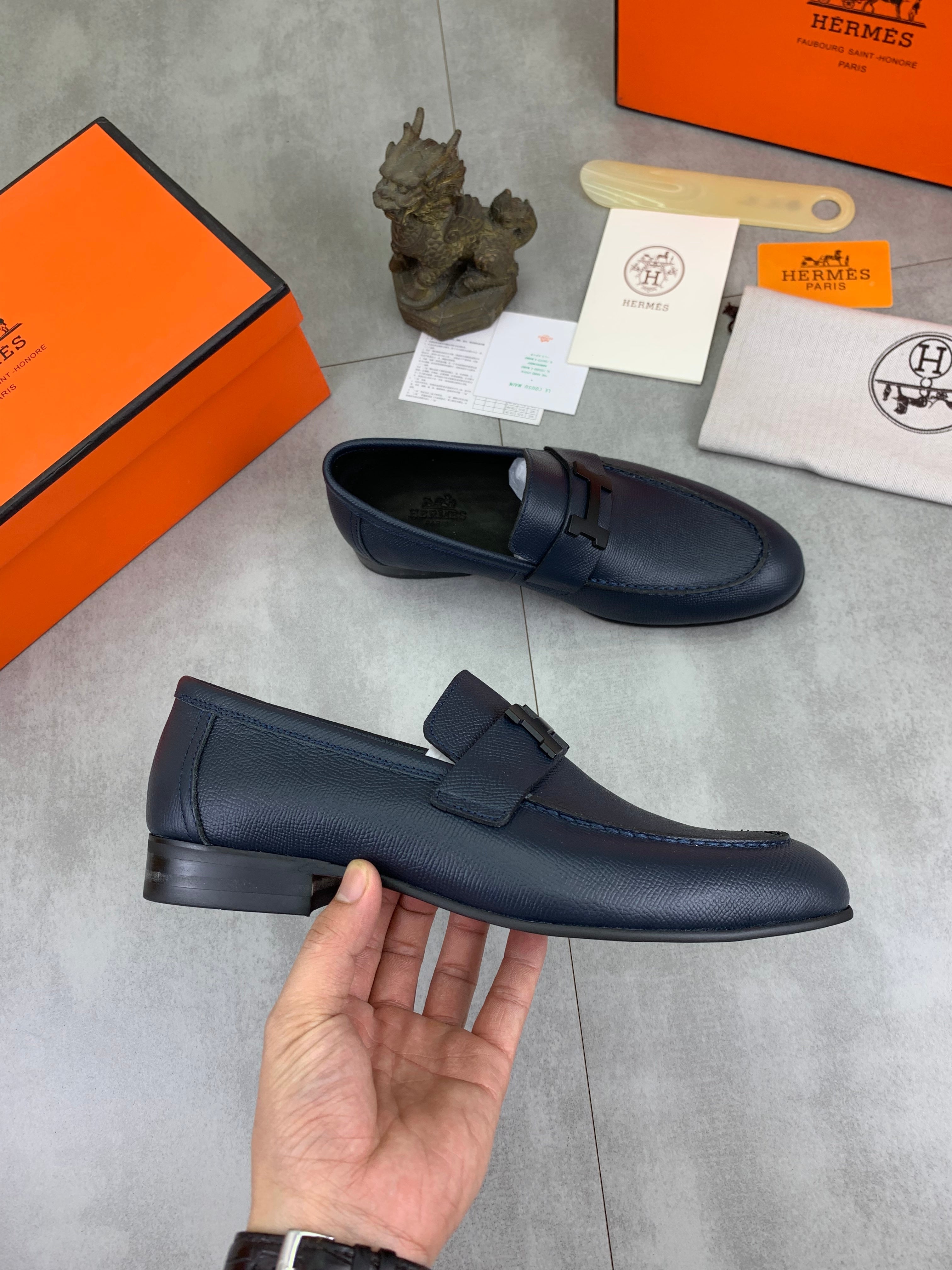 HM Men's Paris Loafer Navy Blue Cowhide 711035