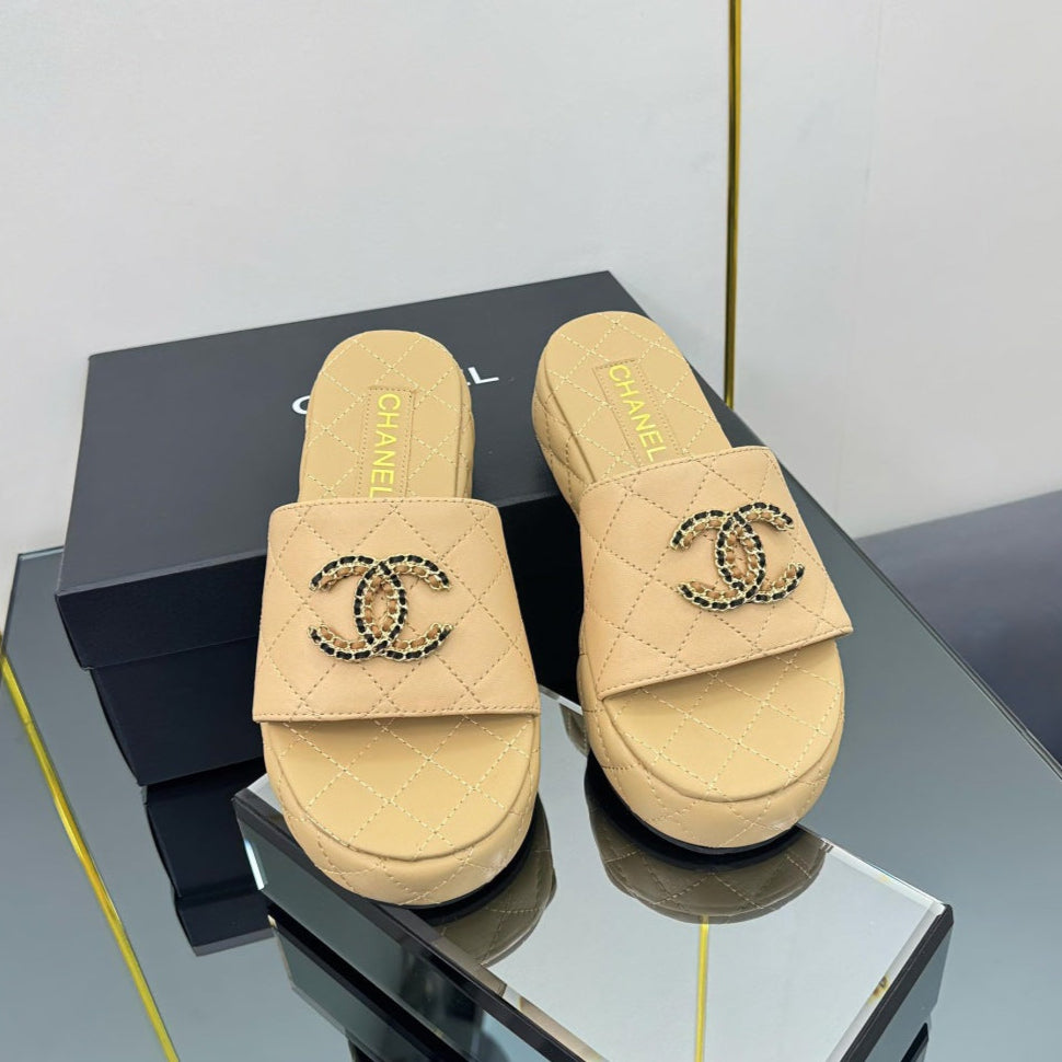 CC 25 Flatform Slide Yellow Leather 238489