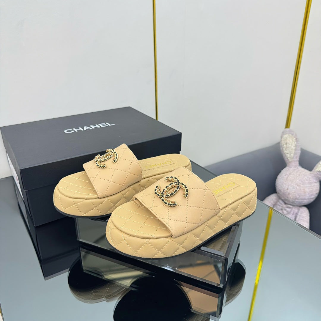 CC 25 Flatform Slide Yellow Leather 238489