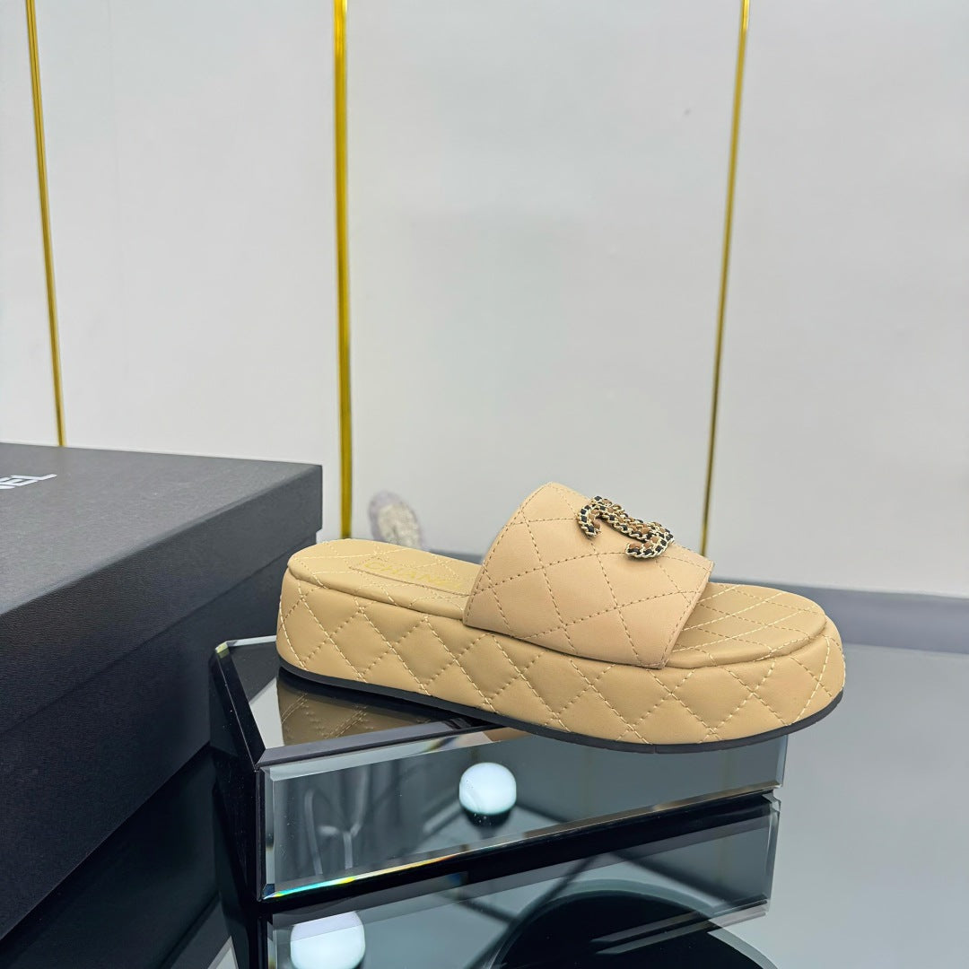 CC 25 Flatform Slide Yellow Leather 238489