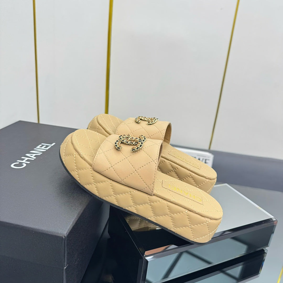 CC 25 Flatform Slide Yellow Leather 238489