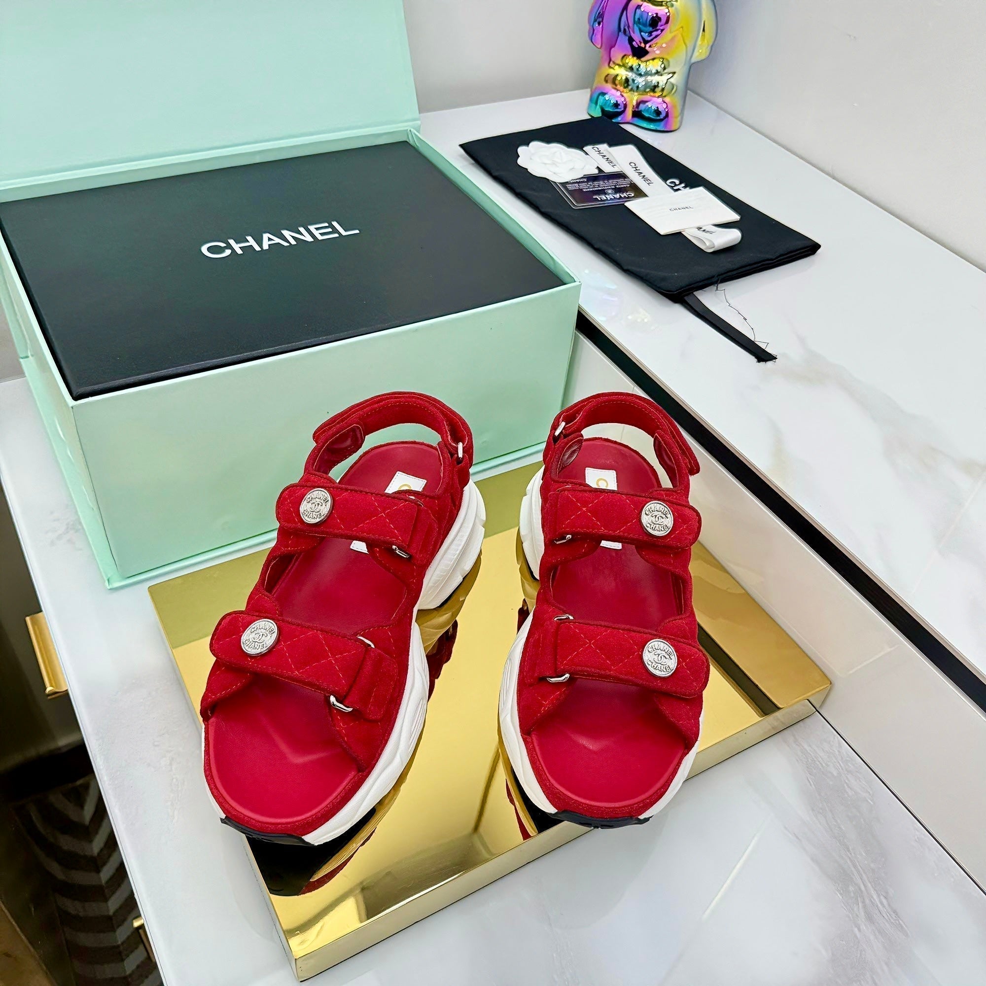 CC 25 Dad Sandals Red Suede 331167