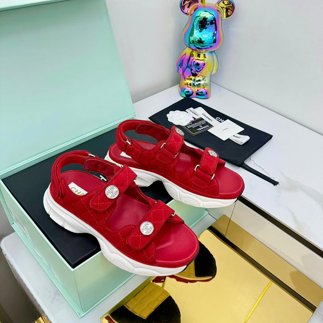 CC 25 Dad Sandals Red Suede 331167