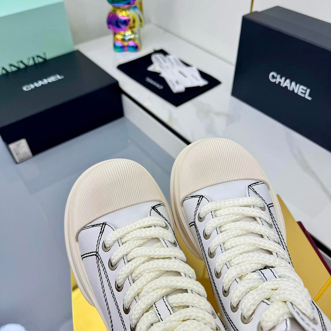 Chanel 2025 High-Top Sneakers White Cowhide 469809