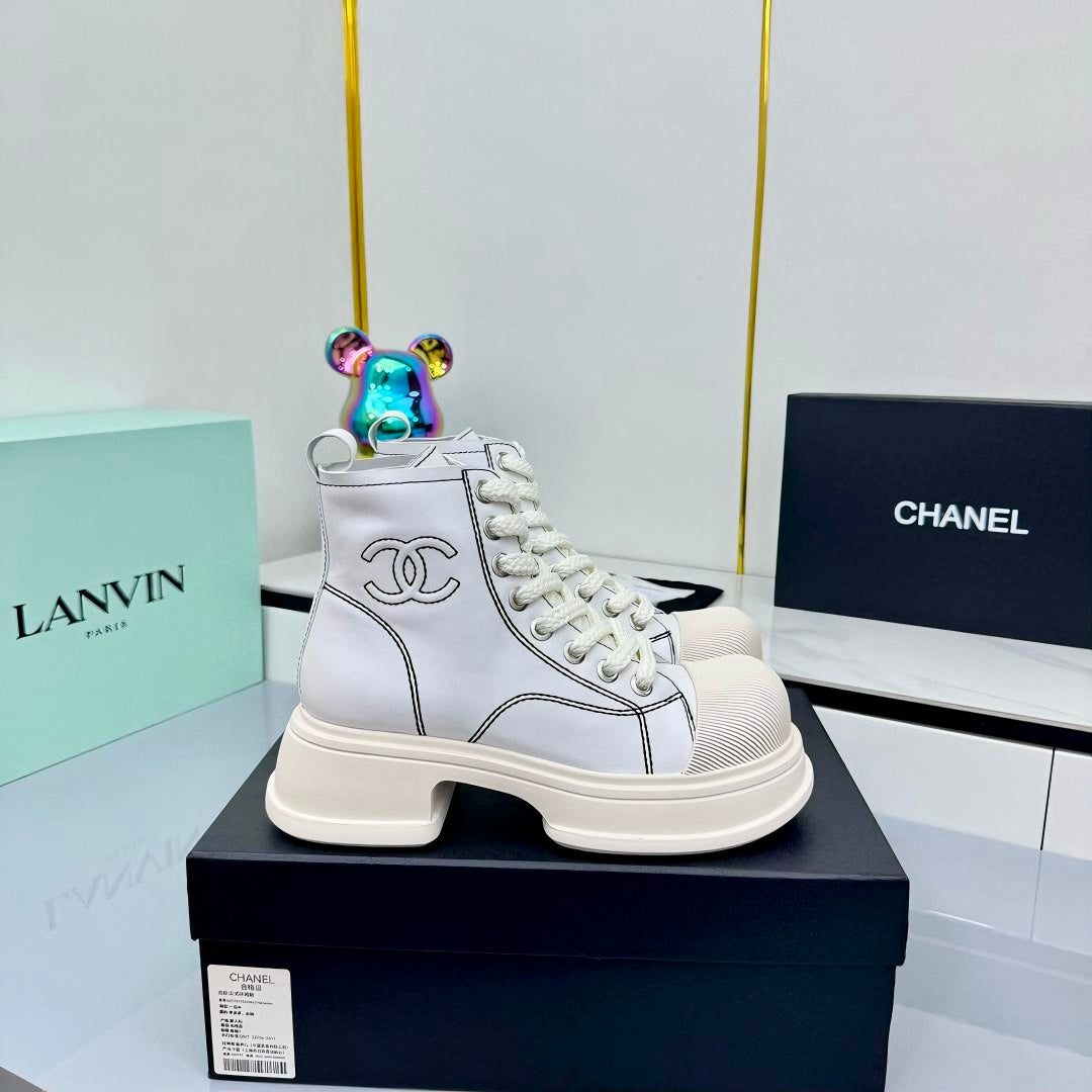Chanel 2025 High-Top Sneakers White Cowhide 469809