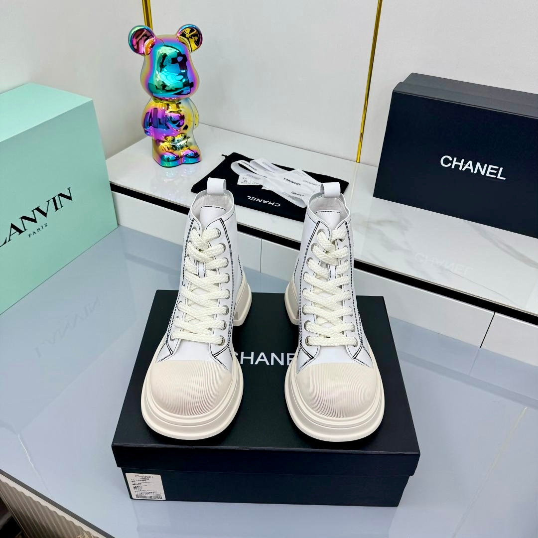 Chanel 2025 High-Top Sneakers White Cowhide 469809