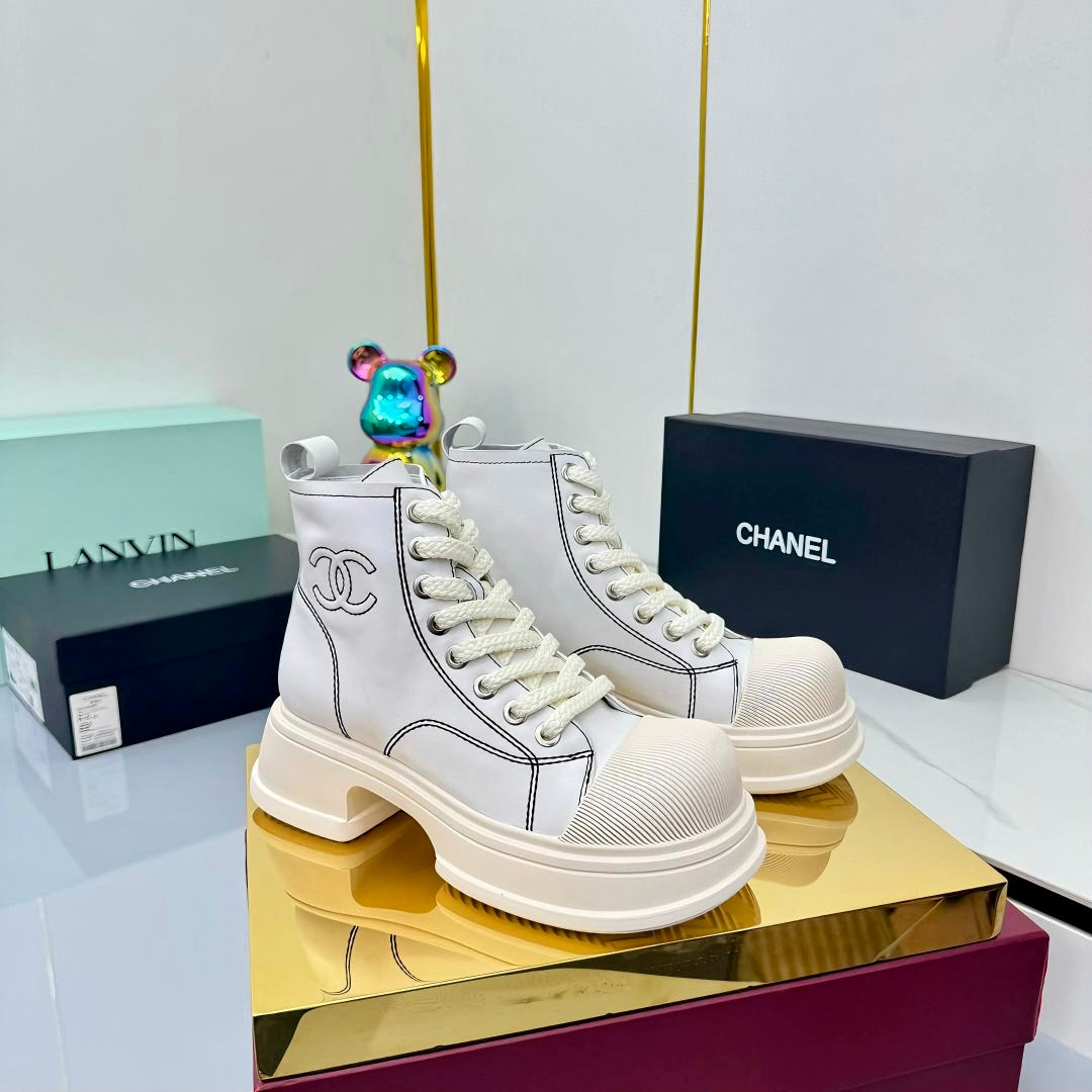 Chanel 2025 High-Top Sneakers White Cowhide 469809