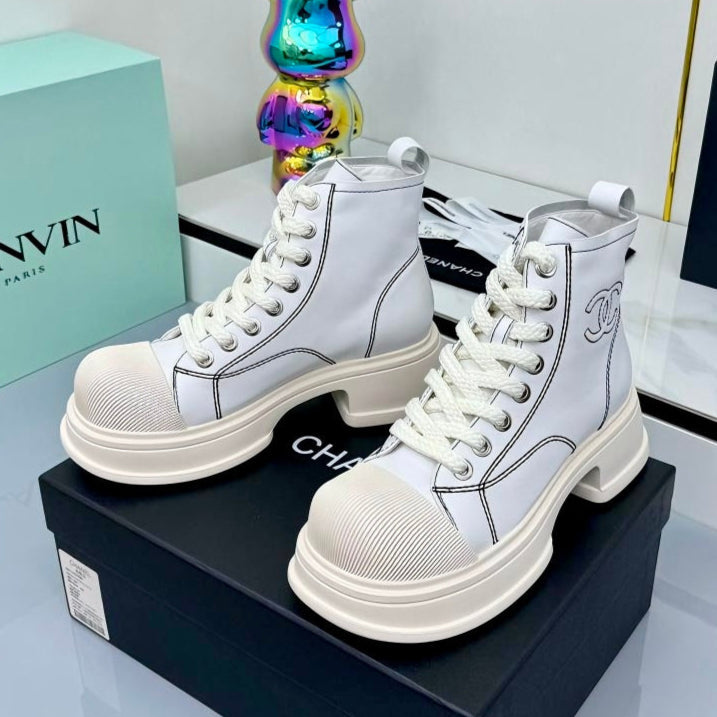 Chanel 2025 High-Top Sneakers White Cowhide 469809