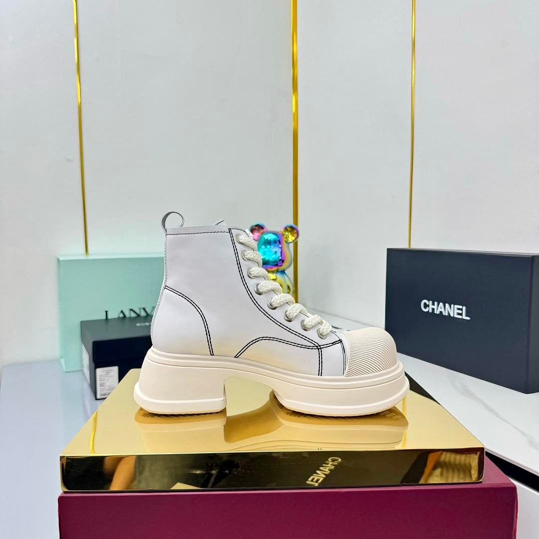 Chanel 2025 High-Top Sneakers White Cowhide 469809