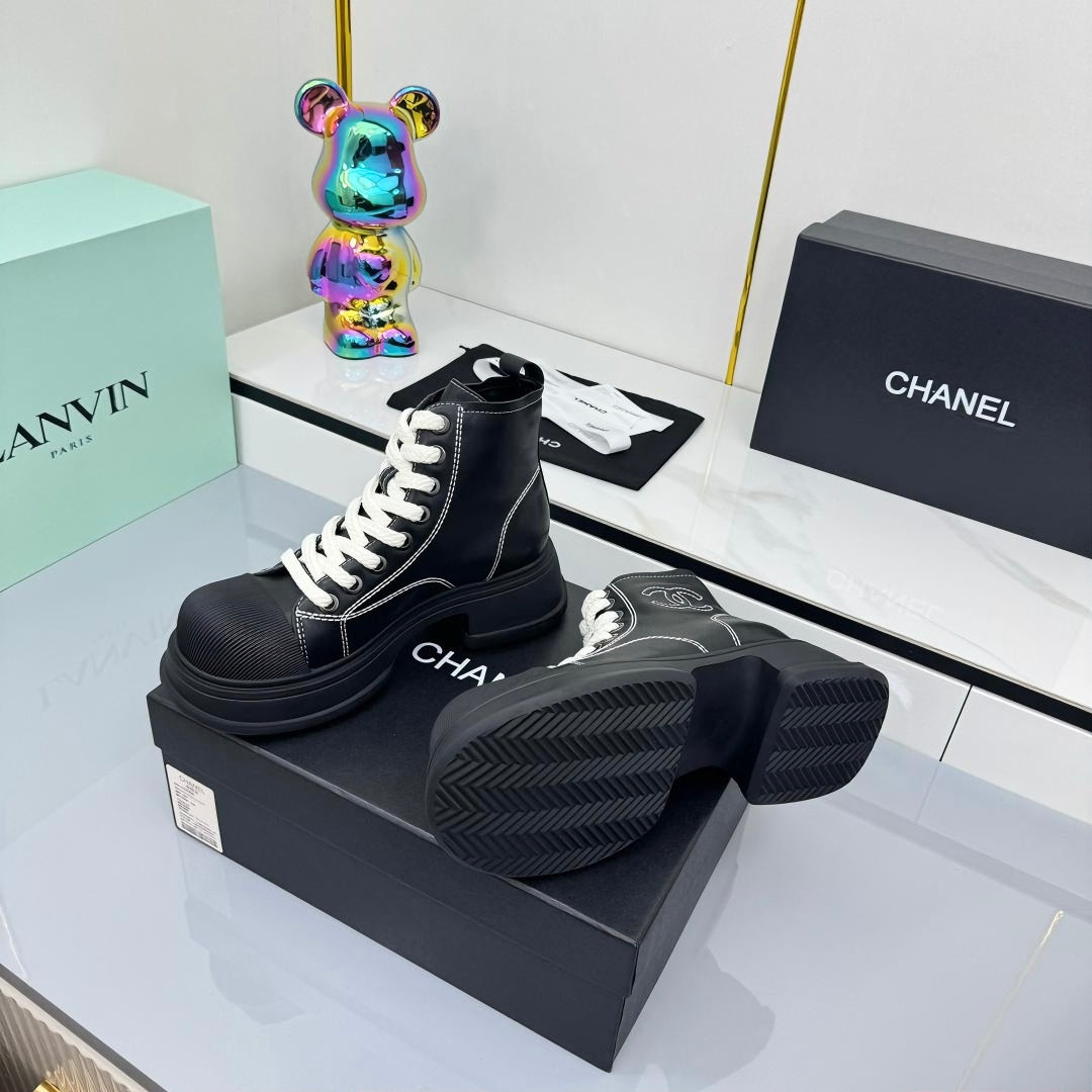 Chanel 2025 High-Top Sneakers Black Cowhide 469810