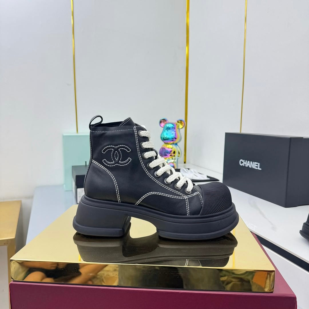 Chanel 2025 High-Top Sneakers Black Cowhide 469810