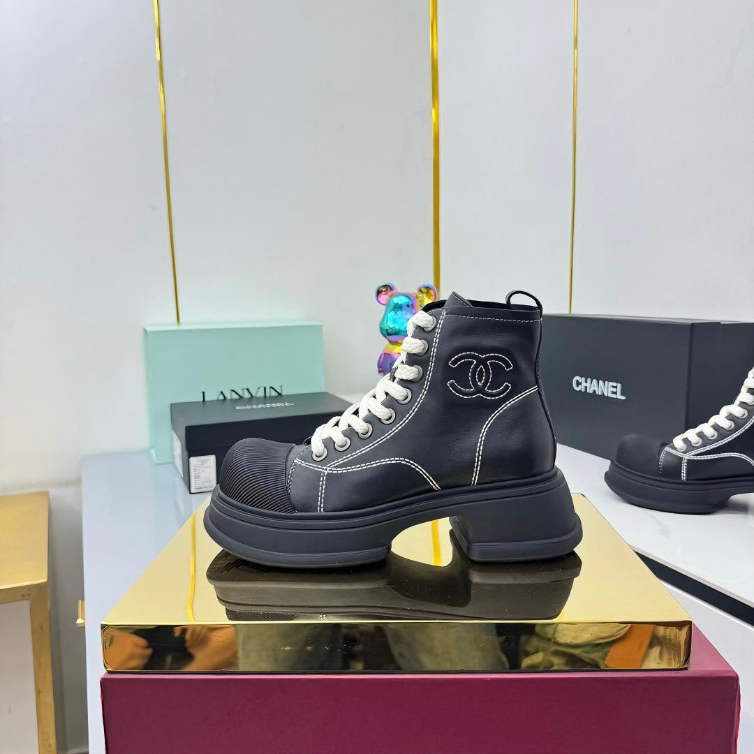 Chanel 2025 High-Top Sneakers Black Cowhide 469810
