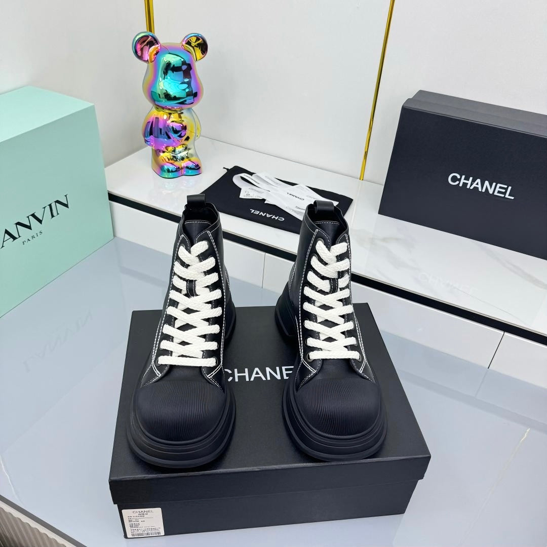 Chanel 2025 High-Top Sneakers Black Cowhide 469810