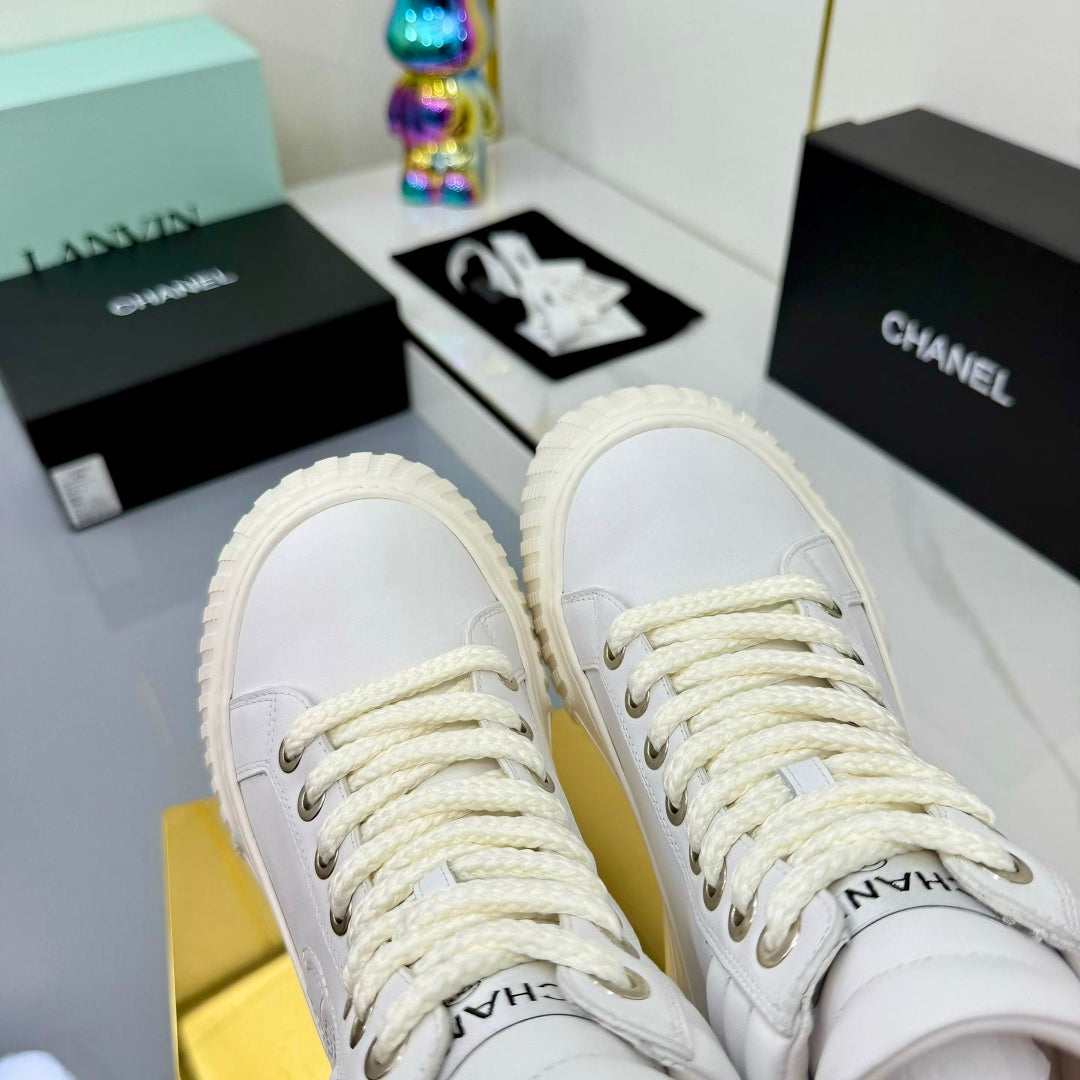 Chanel 2025 High-Top Sneakers White Cowhide 469795