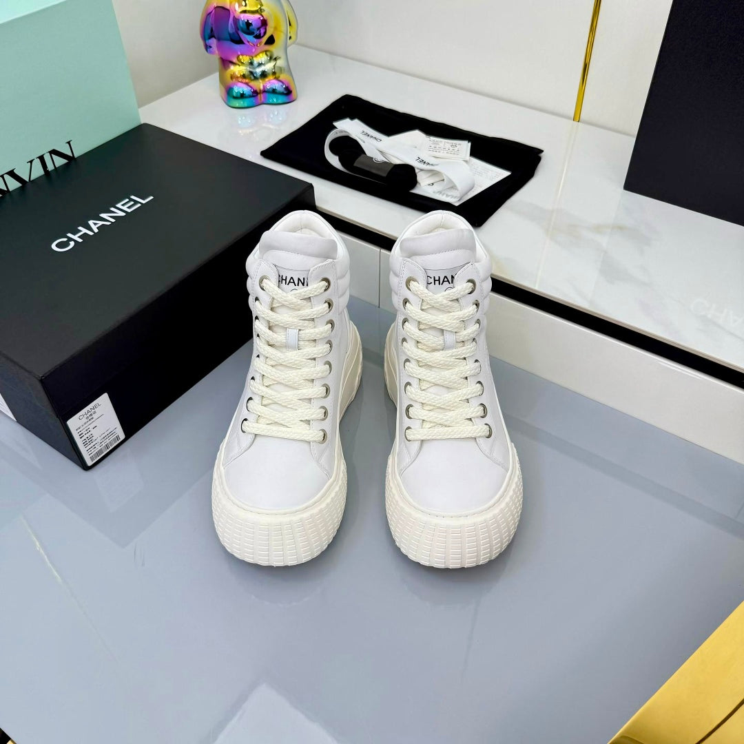 Chanel 2025 High-Top Sneakers White Cowhide 469795