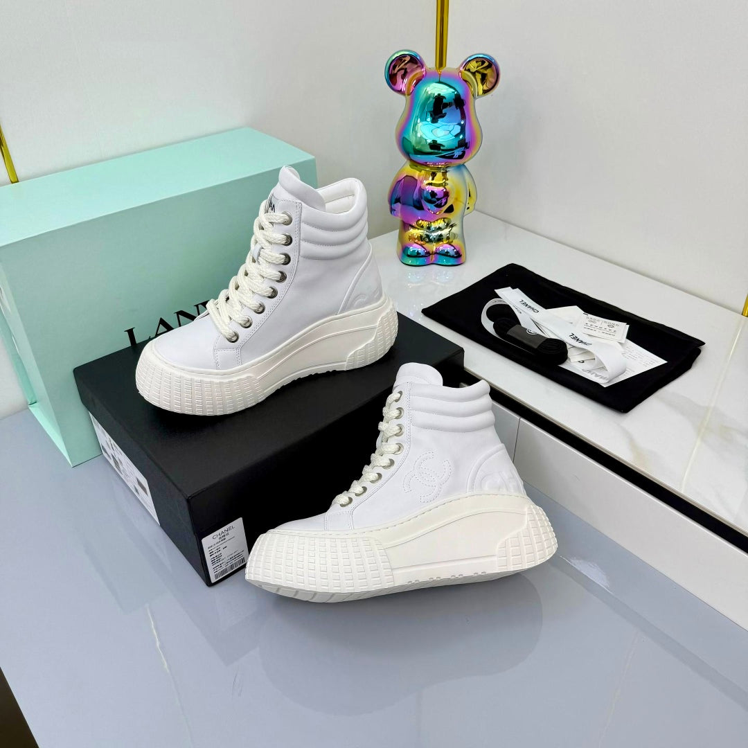 Chanel 2025 High-Top Sneakers White Cowhide 469795