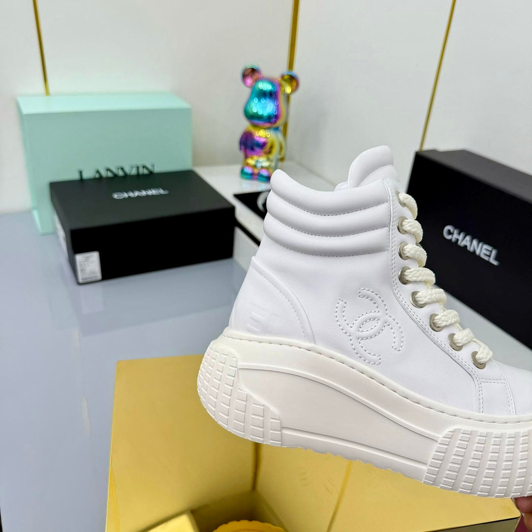 Chanel 2025 High-Top Sneakers White Cowhide 469795