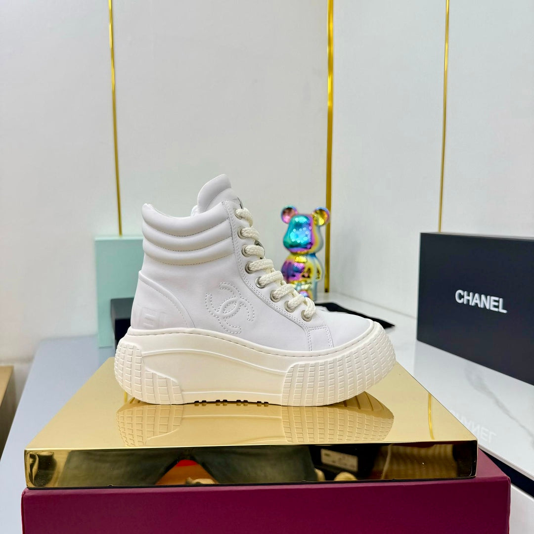 Chanel 2025 High-Top Sneakers White Cowhide 469795