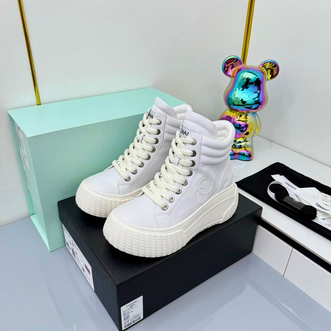 Chanel 2025 High-Top Sneakers White Cowhide 469795