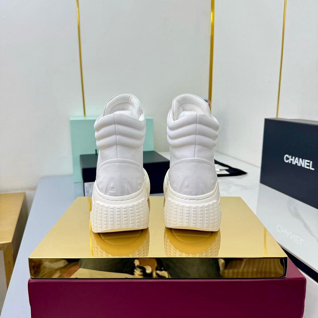 Chanel 2025 High-Top Sneakers White Cowhide 469795