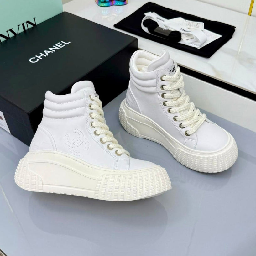 Chanel 2025 High-Top Sneakers White Cowhide 469795