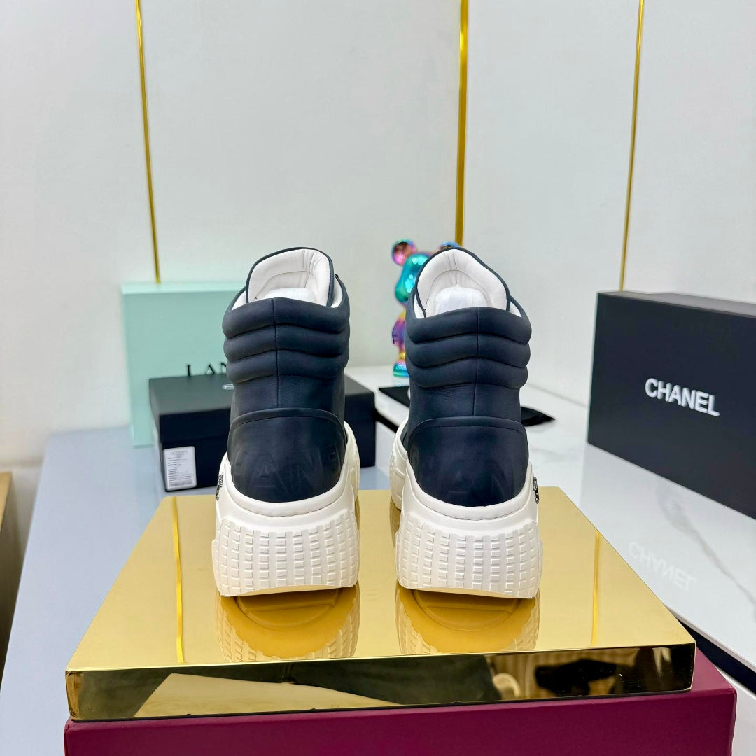 Chanel 2025 High-Top Sneakers Blue White Cowhide 469796