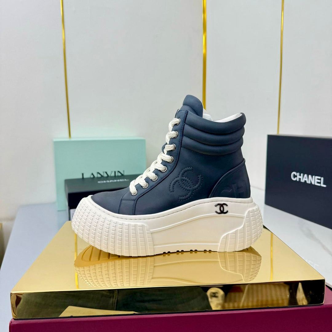 Chanel 2025 High-Top Sneakers Blue White Cowhide 469796
