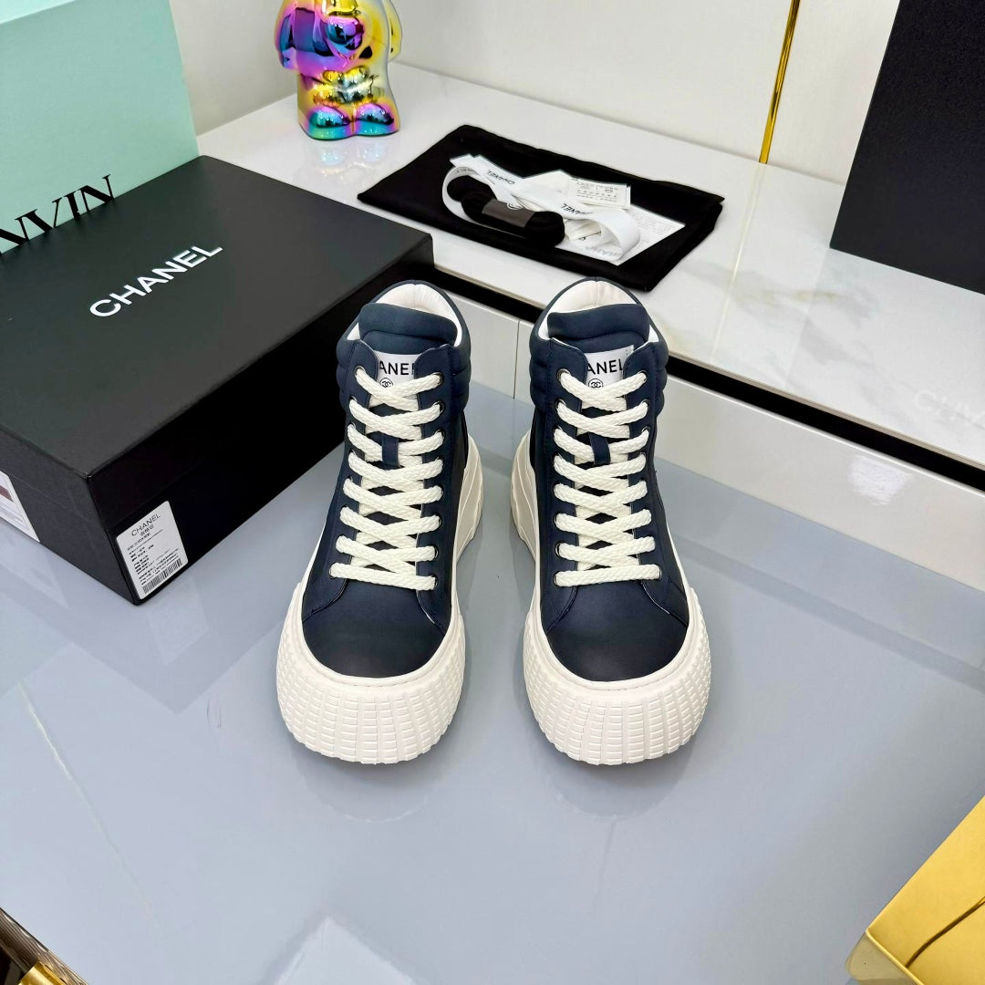 Chanel 2025 High-Top Sneakers Blue White Cowhide 469796