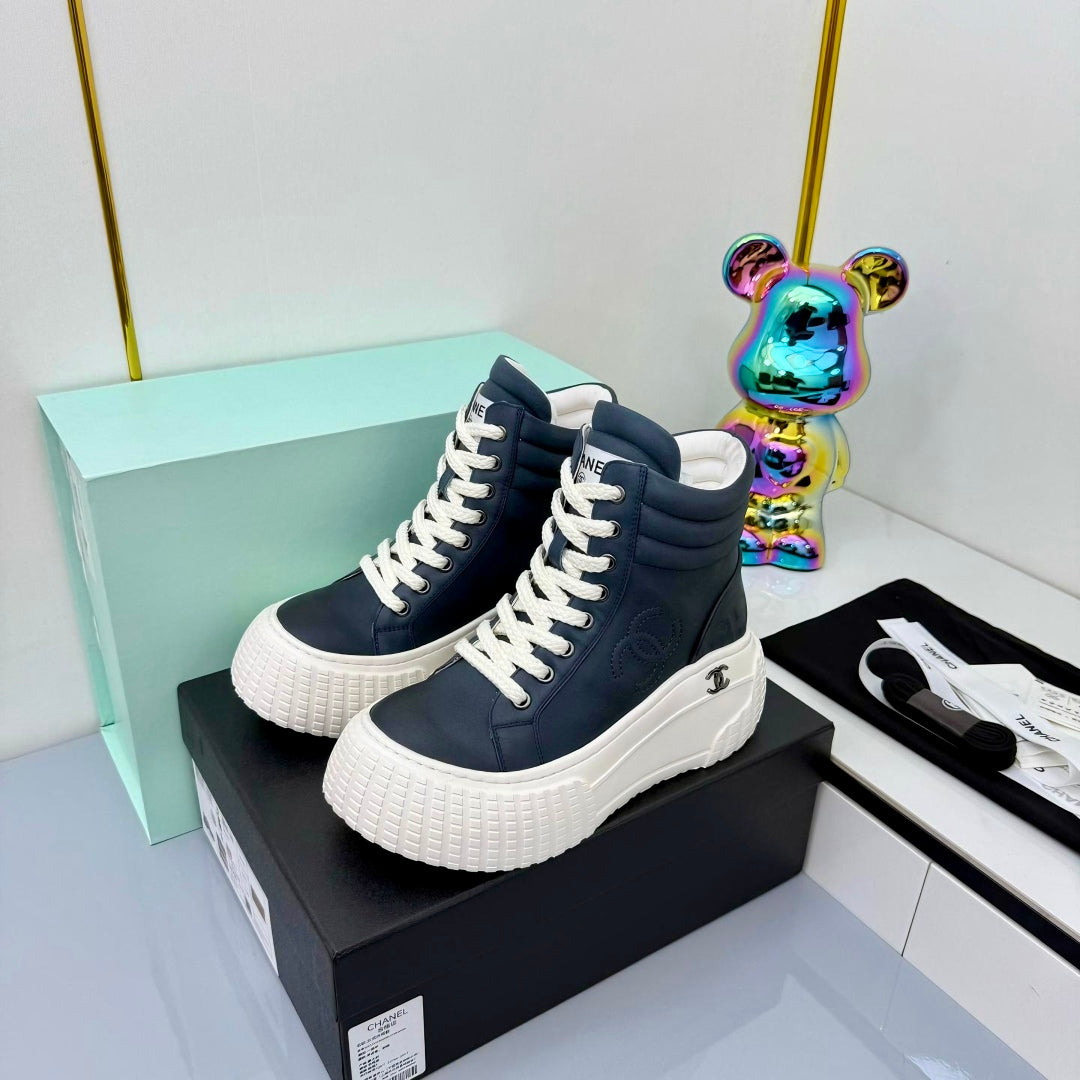 Chanel 2025 High-Top Sneakers Blue White Cowhide 469796