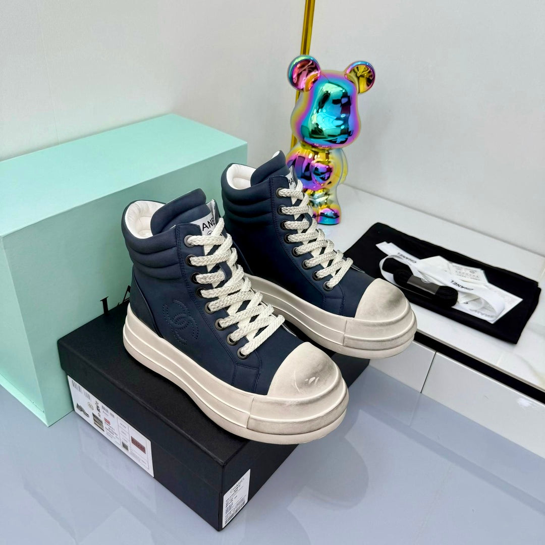 Chanel 25 High Sneaker Blue White Cowhide 469783