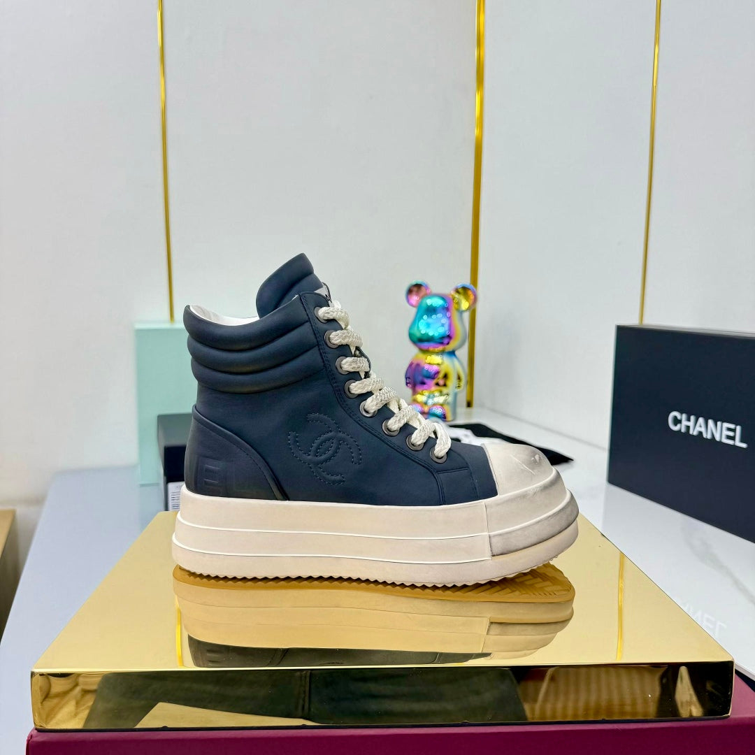 Chanel 25 High Sneaker Blue White Cowhide 469783
