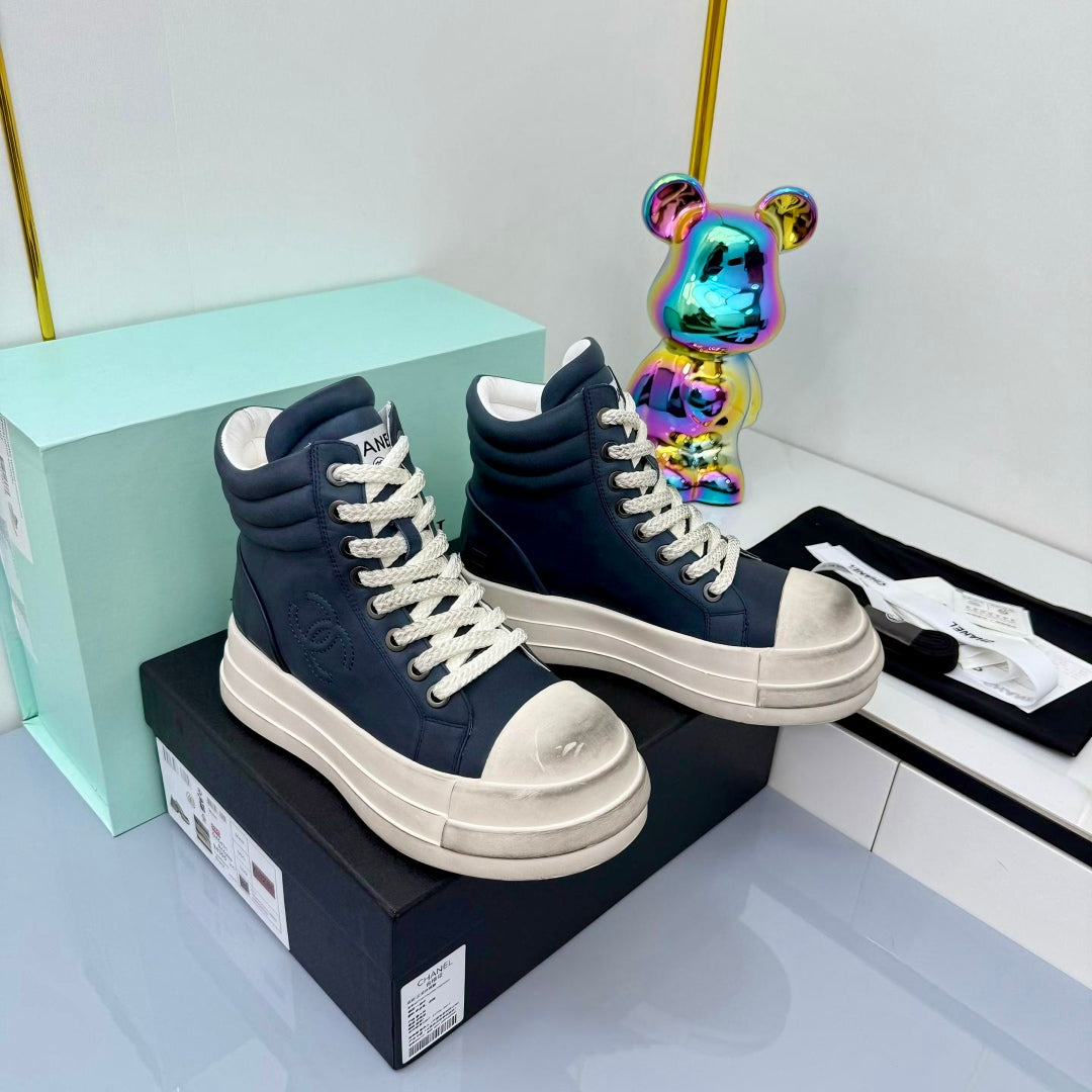 Chanel 25 High Sneaker Blue White Cowhide 469783